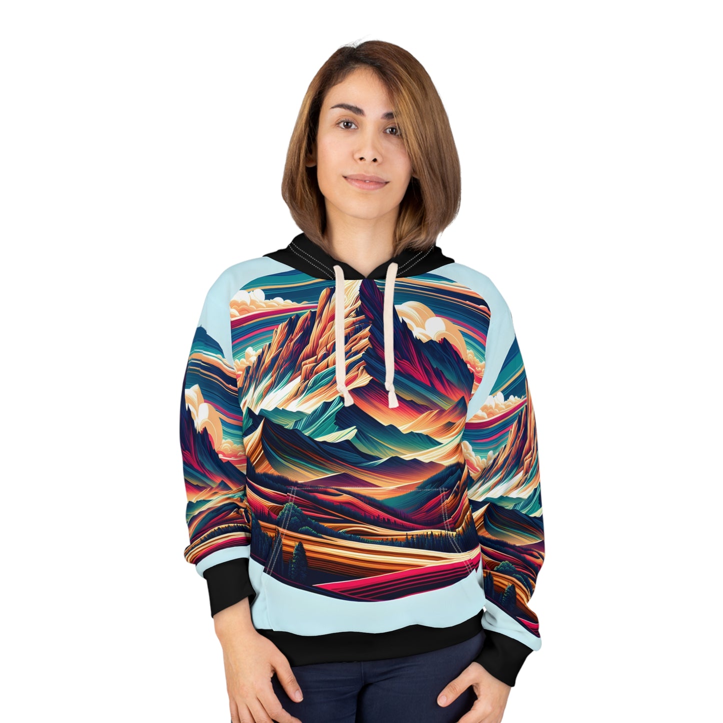Longs Peak Colorado All Over Print Hoodie Outdoor Apparel Nature Art Travel Wear