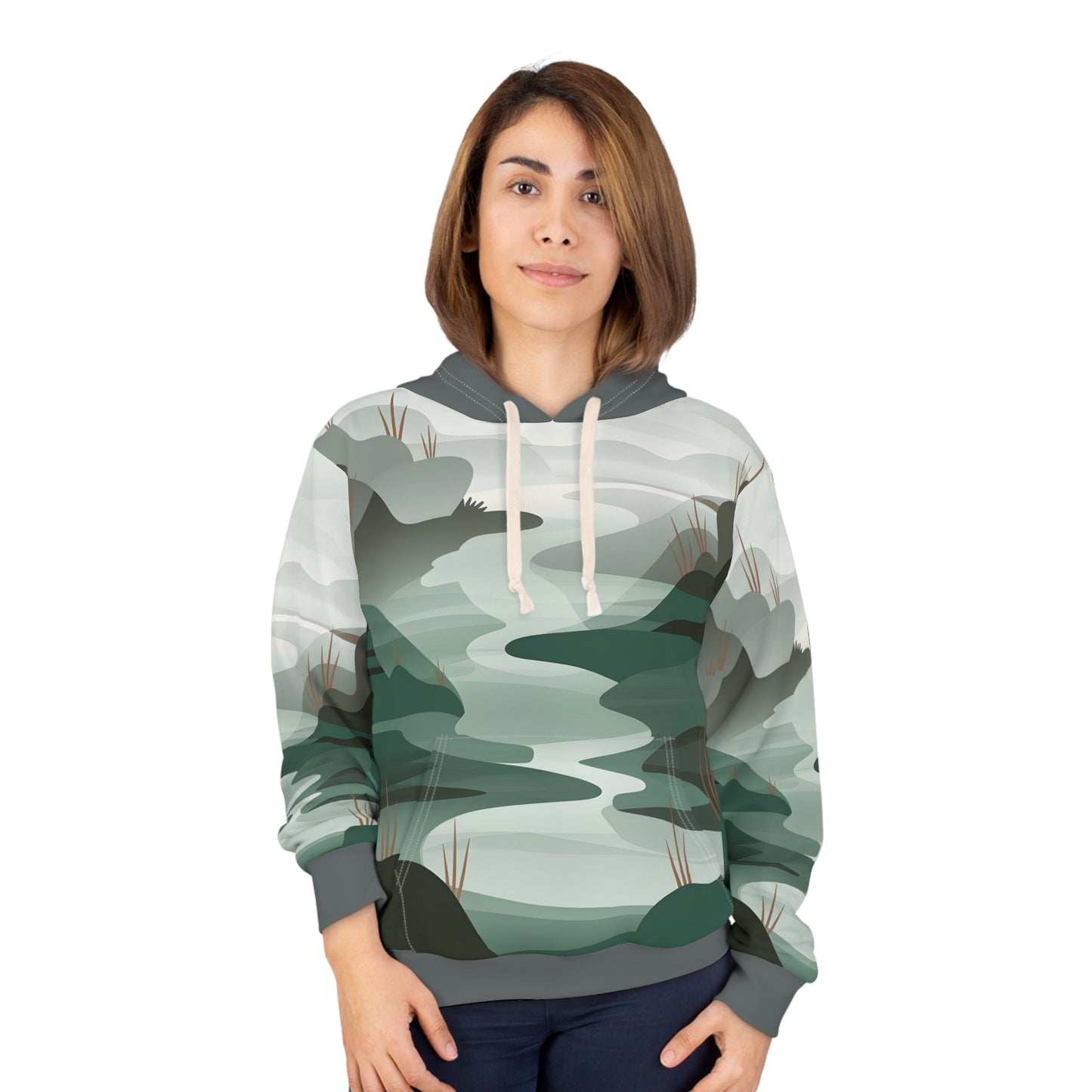 Nature Inspired Scene All Over Print Pullover Hoodie Travel Outdoor Apparel