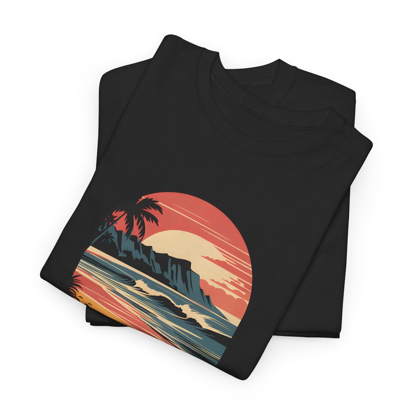 Waikiki T-Shirt Unisex Retro Hawaii Beach Tee Sunset Surf Graphic Short Sleeve