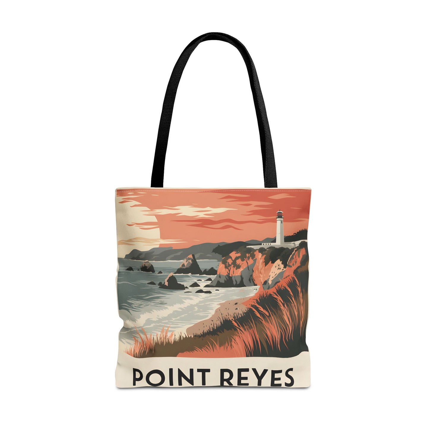 Point Reyes Tote Bag All Over Print Coastal Lighthouse National Park Style