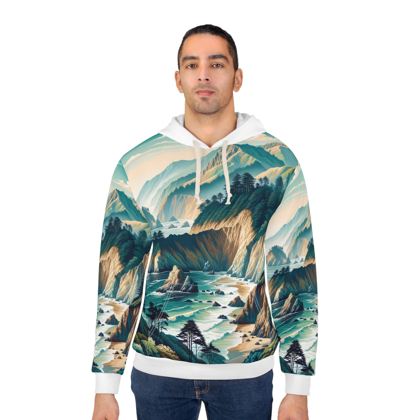 Big Sur Hoodie All Over Print Coastal Landscape Pullover Travel Adventure