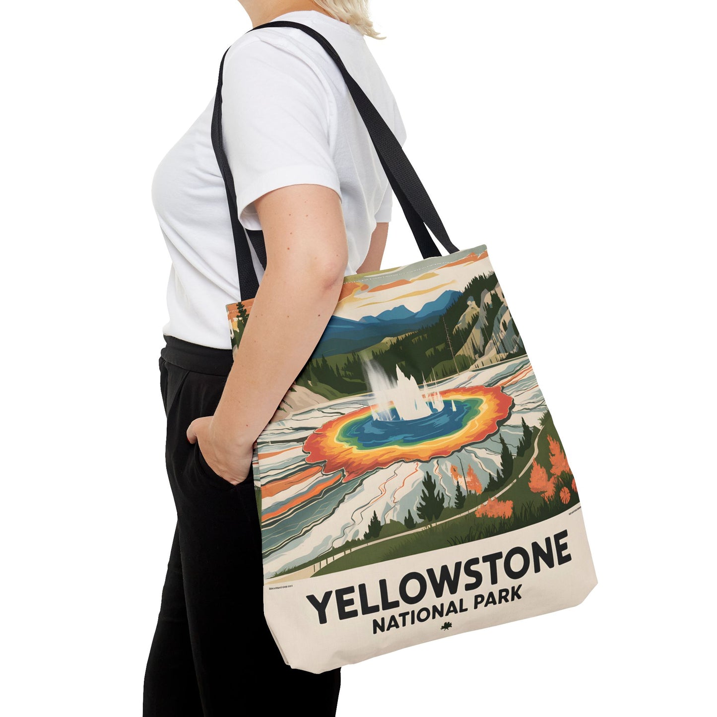 Yellowstone National Park All Over Print Tote Bag Colorful Landscape Design