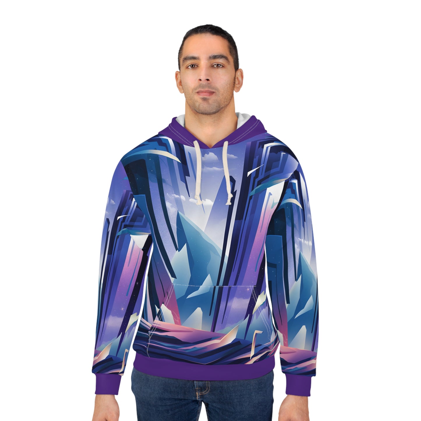 Celestial Crags All Over Print Pullover Hoodie for Outdoor Adventure Lovers