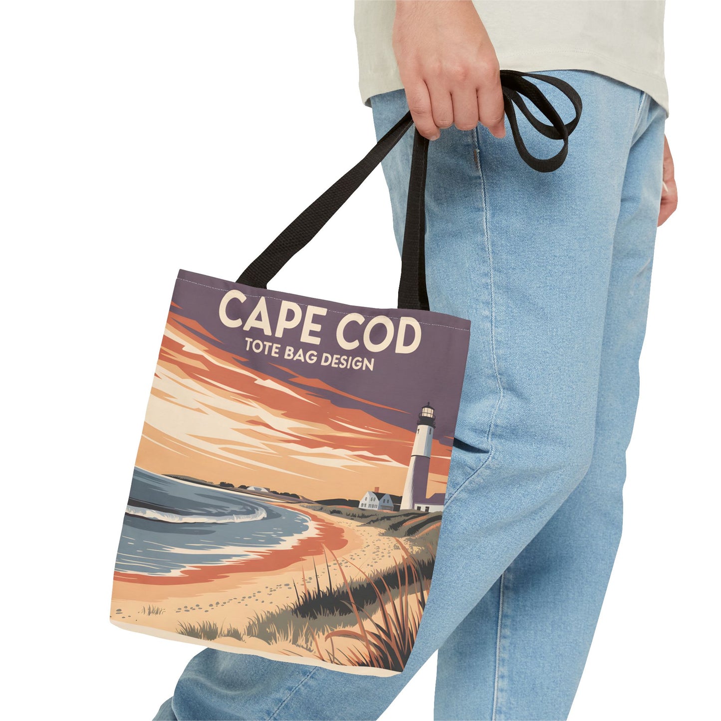 Cape Cod All Over Print Tote Bag Beach Sunrise Lighthouse Coastal Style Art