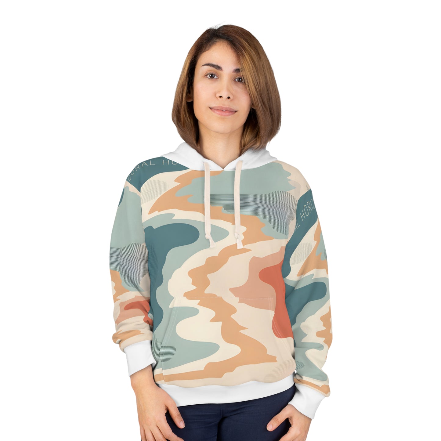 Coral Horizon All Over Print Hoodie for Travel and Outdoor Adventures Apparel