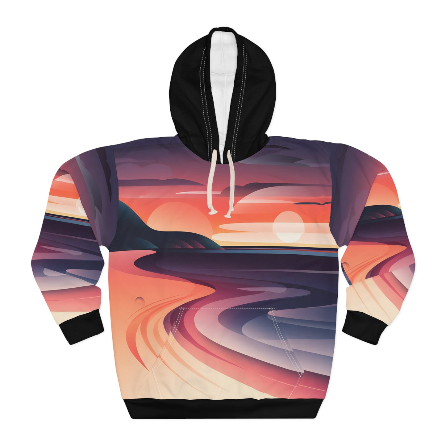 Dusky Horizon All Over Print Pullover Hoodie for Outdoor Adventures Travel Wear