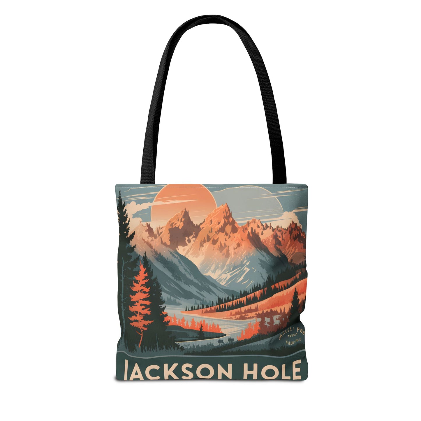 Jackson Hole Vintage Mountains Tote Bag Nature Print Gift Wyoming Travel Outdoor