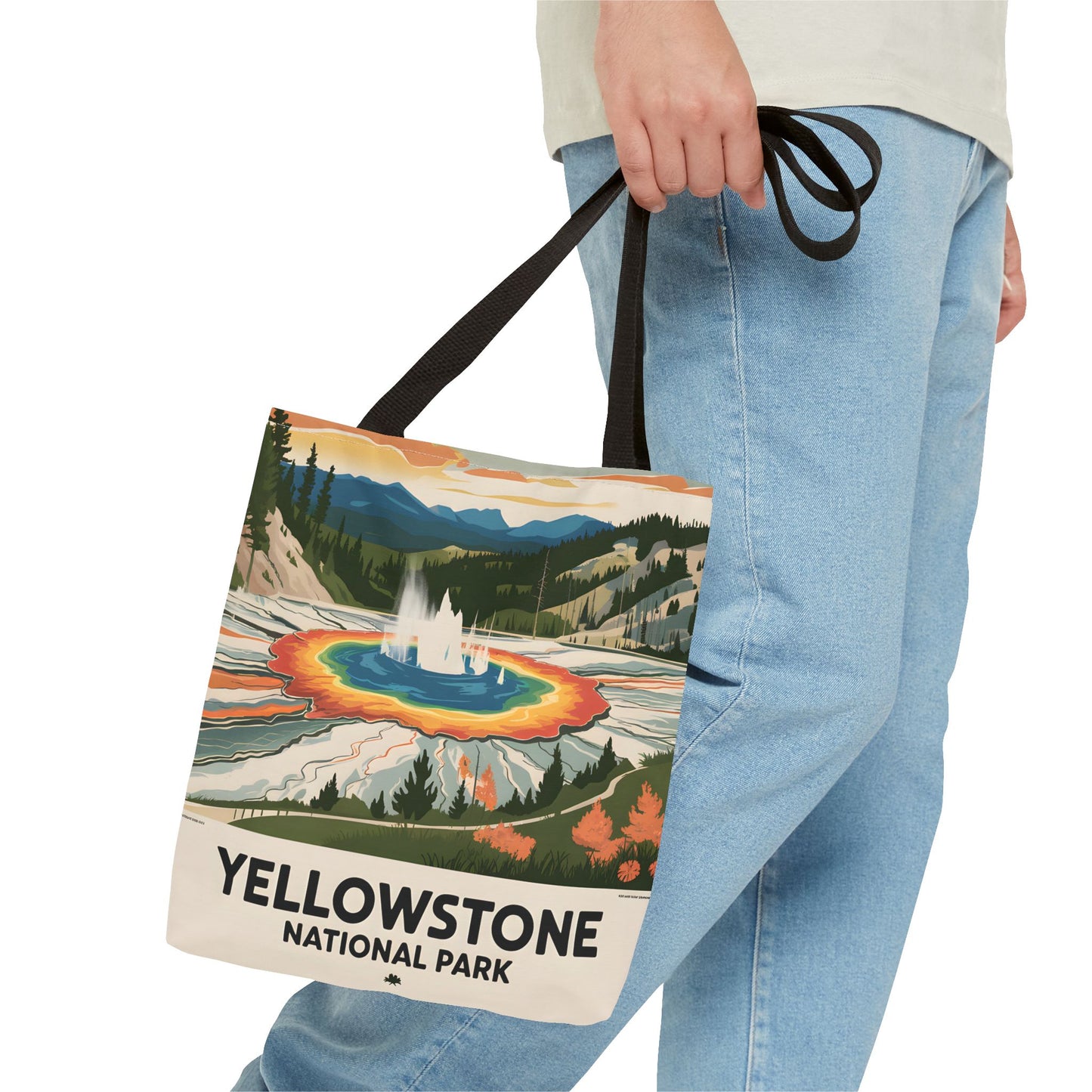 Yellowstone National Park All Over Print Tote Bag Colorful Landscape Design