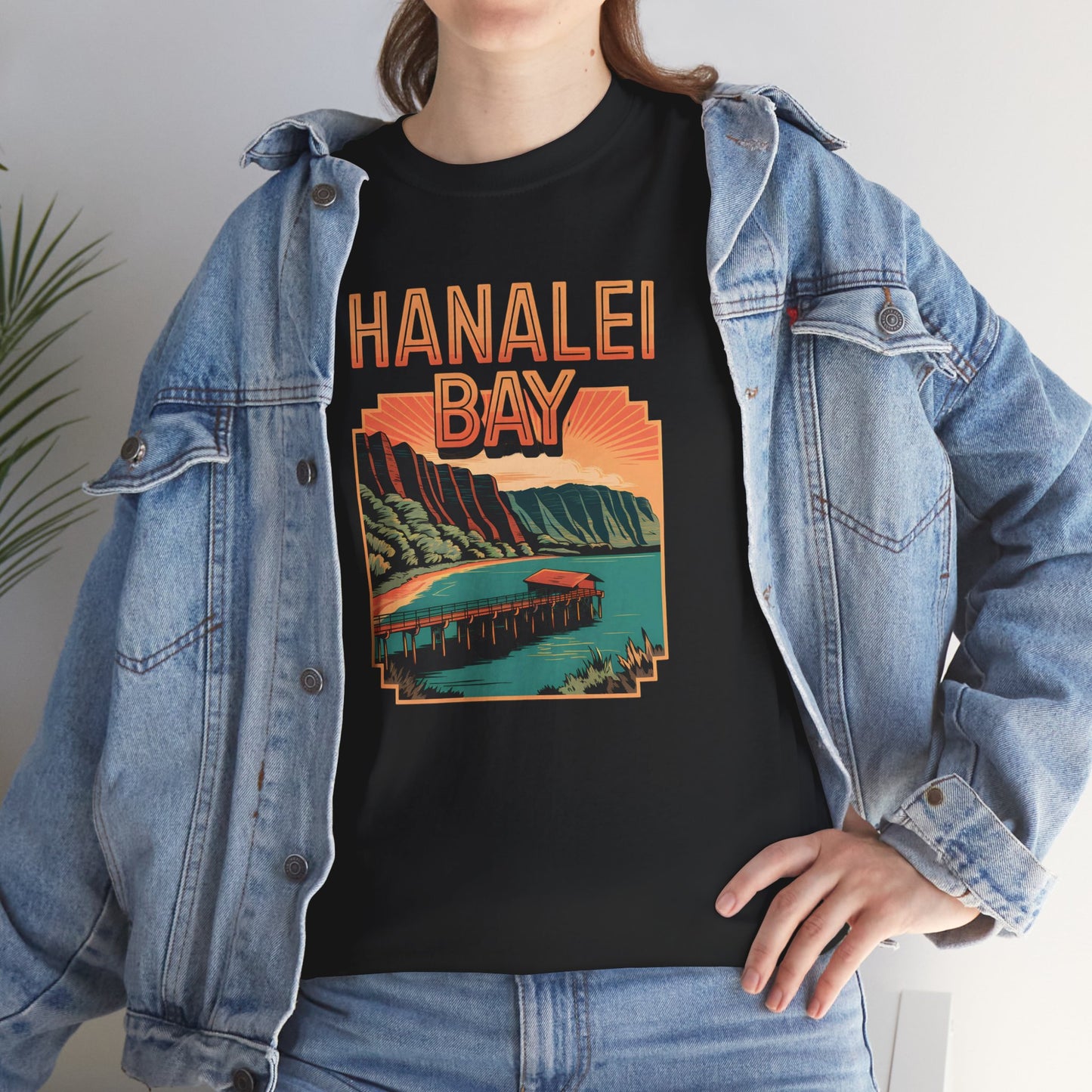 Hanalei Bay T-Shirt Men’s Vintage Hawaii Graphic Tee Retro Hawaiian Landscape
