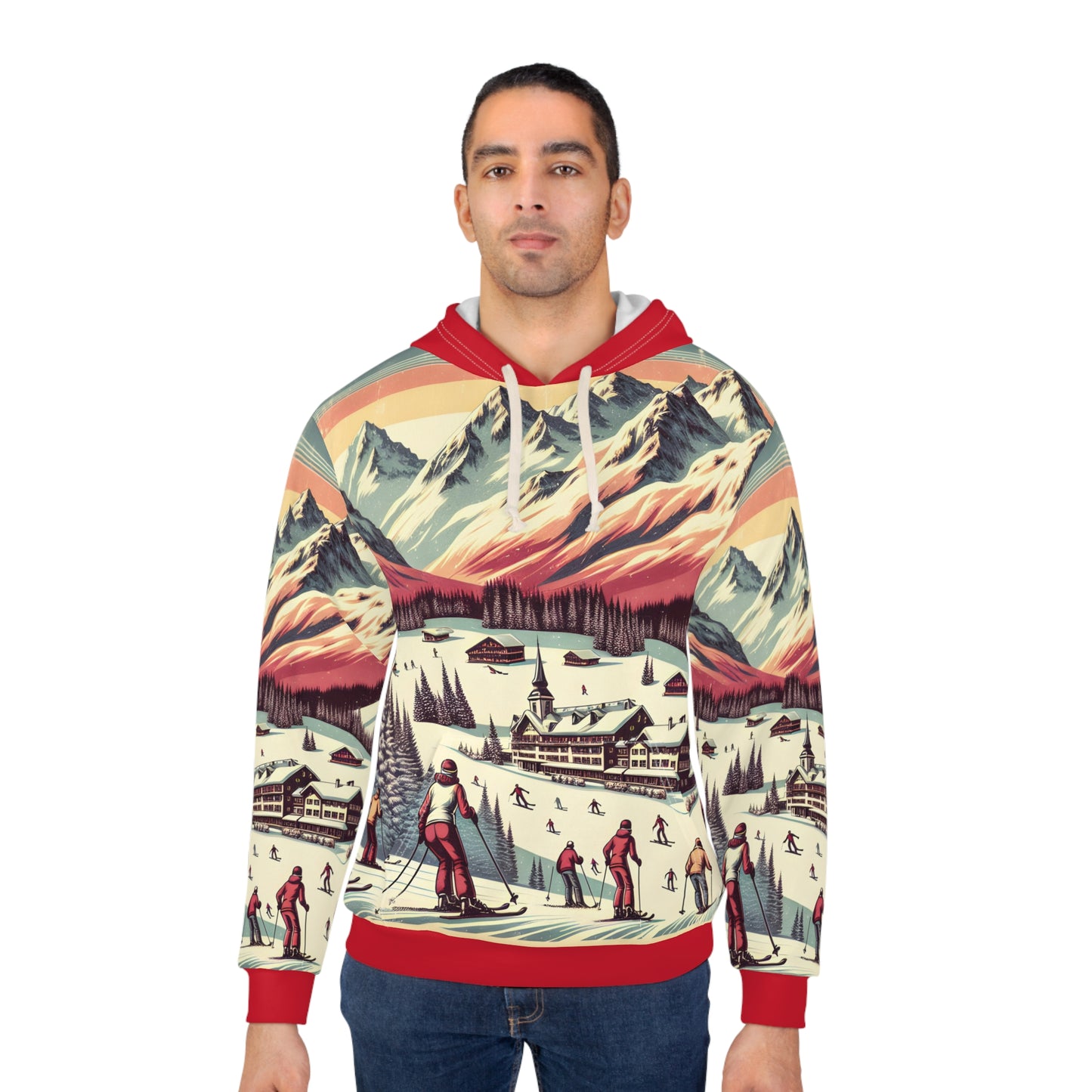 Sun Valley All Over Print Hoodie Outdoor Travel Apparel Ski Adventure Nature