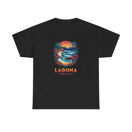 Laguna Beach Sunset Nature Graphic T-Shirt Coastal Vintage Beachwear Unisex Tee