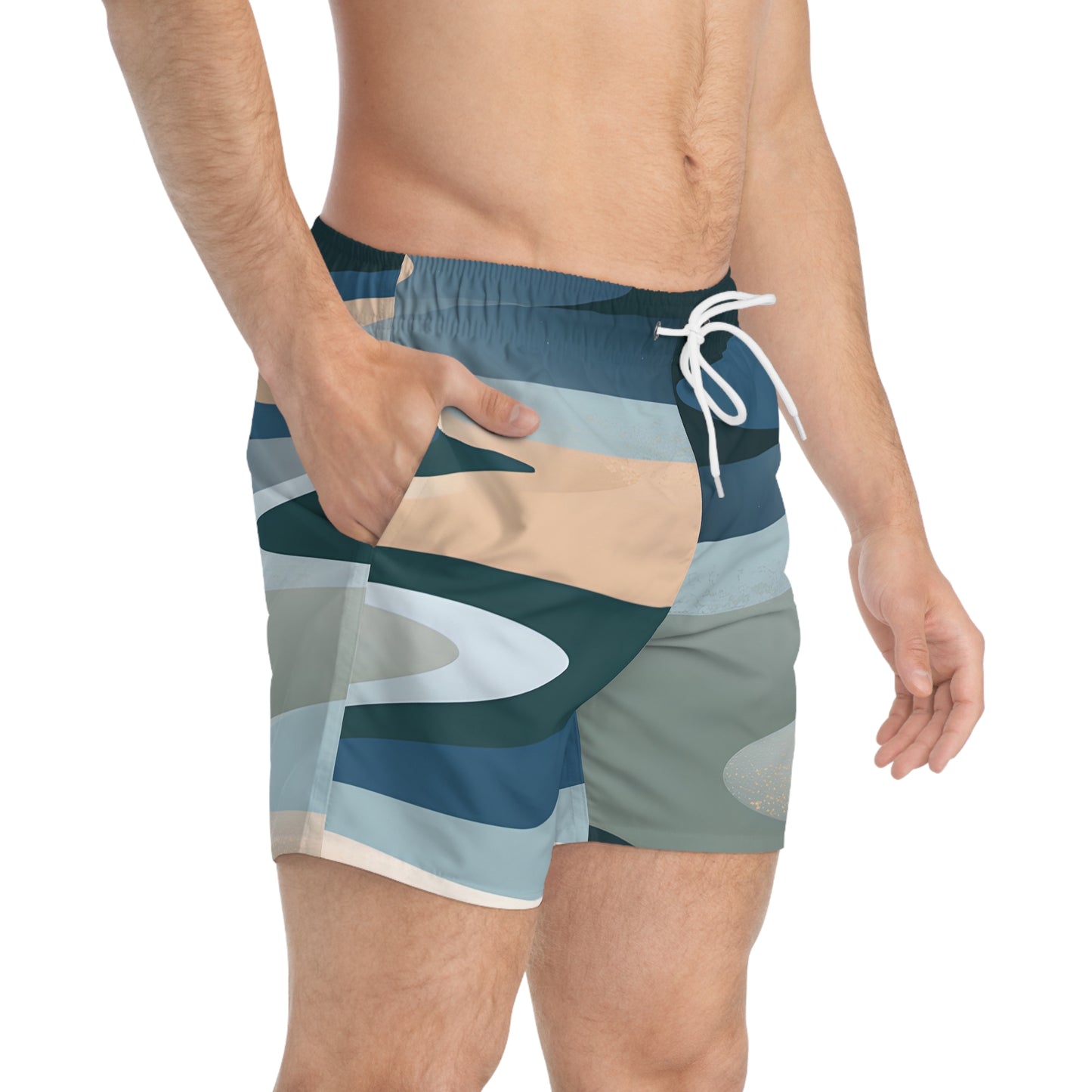 Moonlit Sand Men's Swim Trunks Beachwear Shorts Casual Summer Surf Surfer