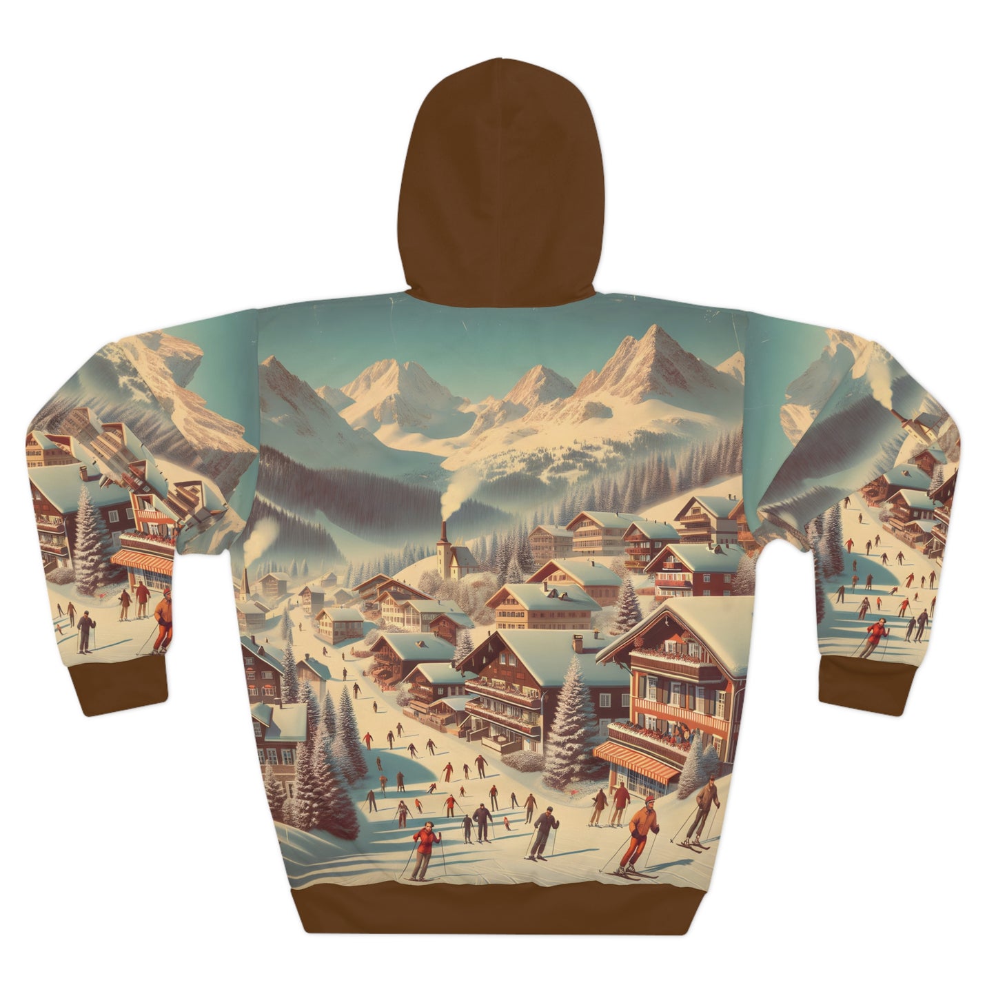 Jackson Hole Hoodie All Over Print Mountain Town Pullover Cozy Winter Apparel