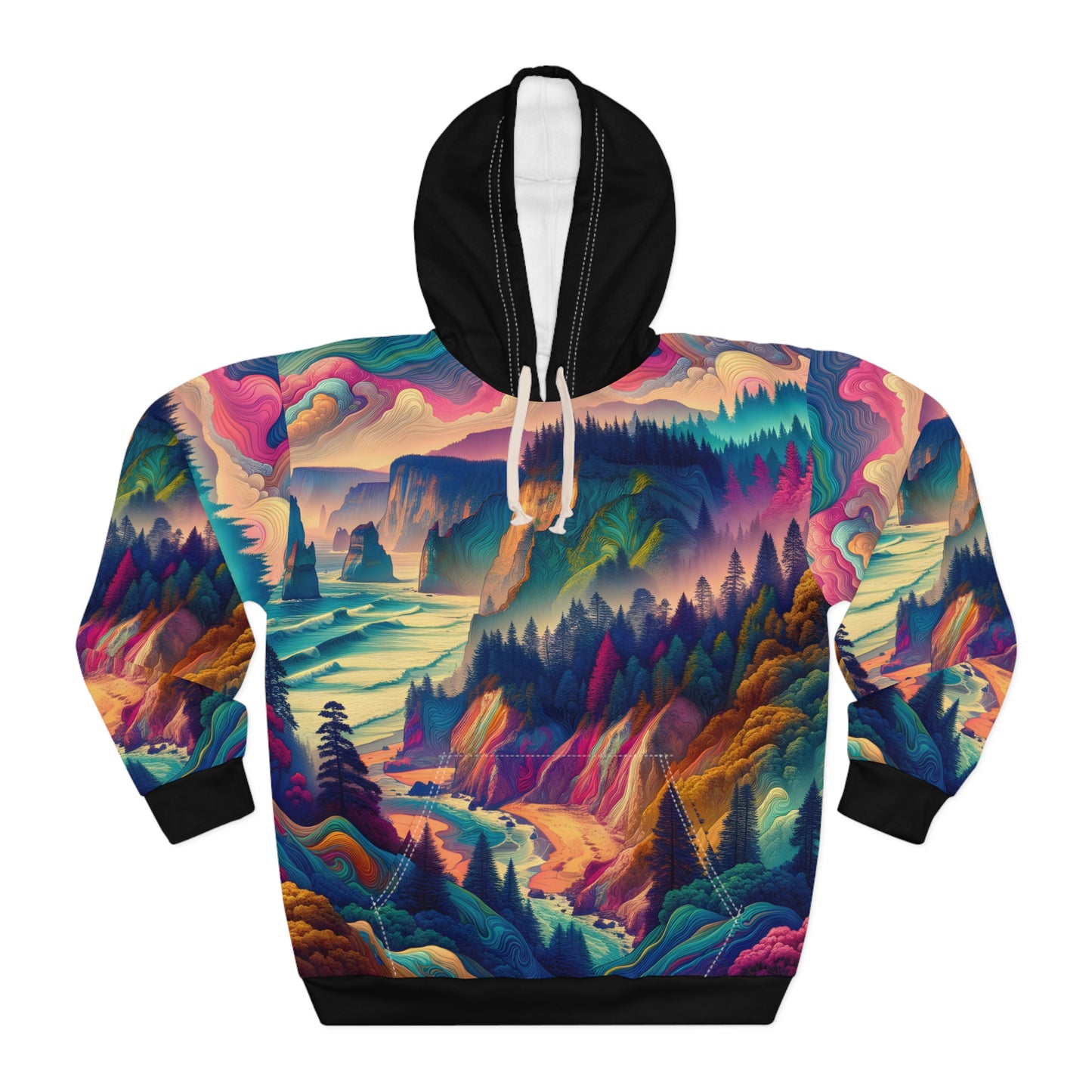 Santa Cruz California Hoodie Scenic Mountains Ocean Sunset Pullover Sweatshirt