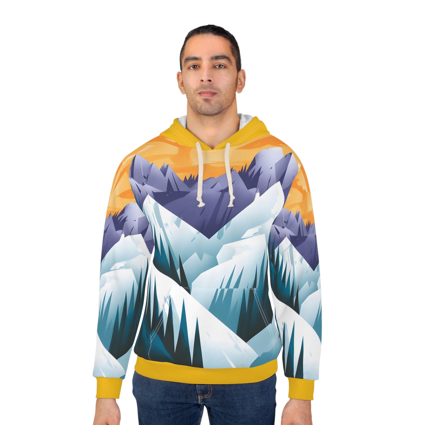 Snow Peaks All Over Print Pullover Hoodie Nature Adventure Apparel Outdoor Style