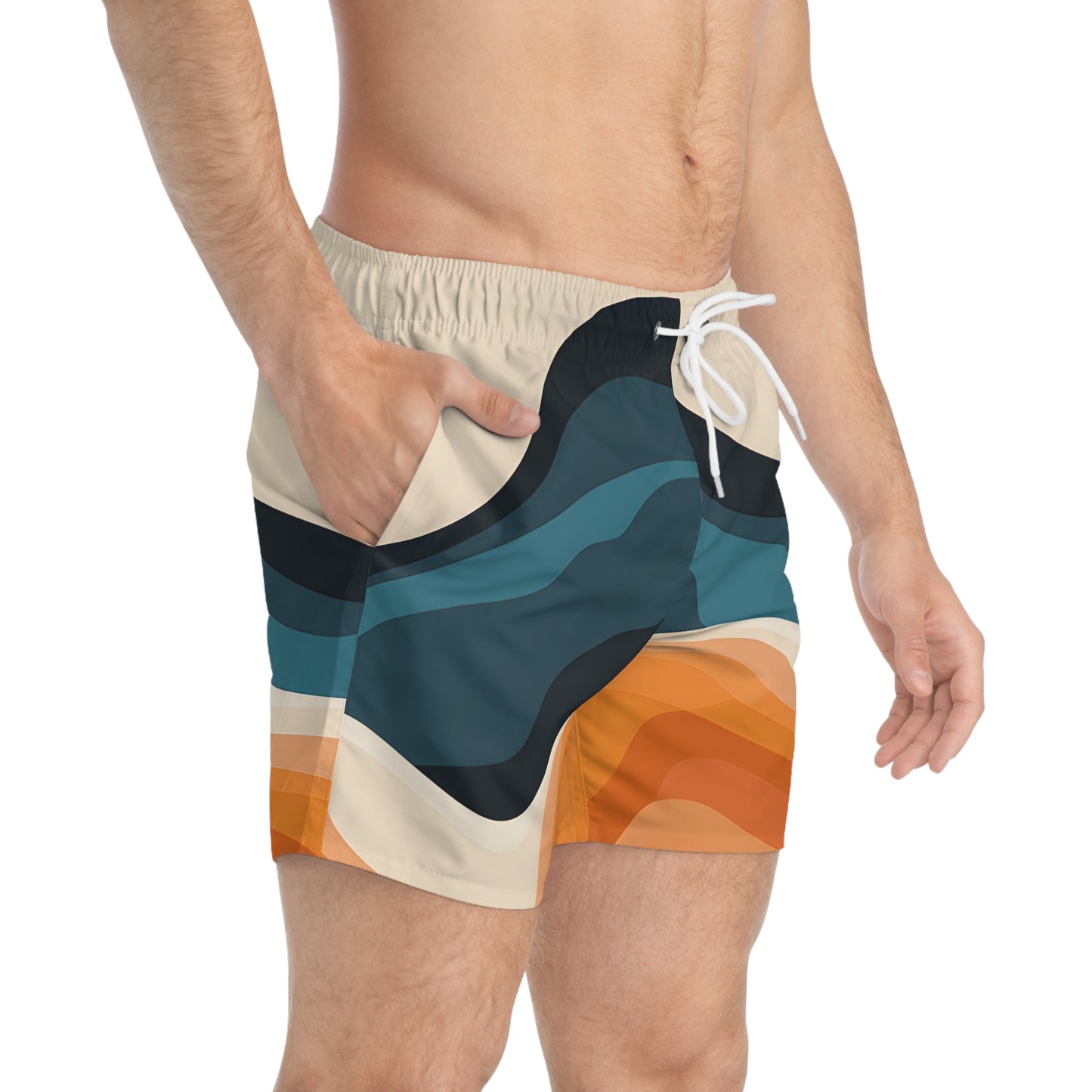 Sandy Horizon Men's Swim Trunks Beachwear Summer Style Quick Dry Athletic Surf