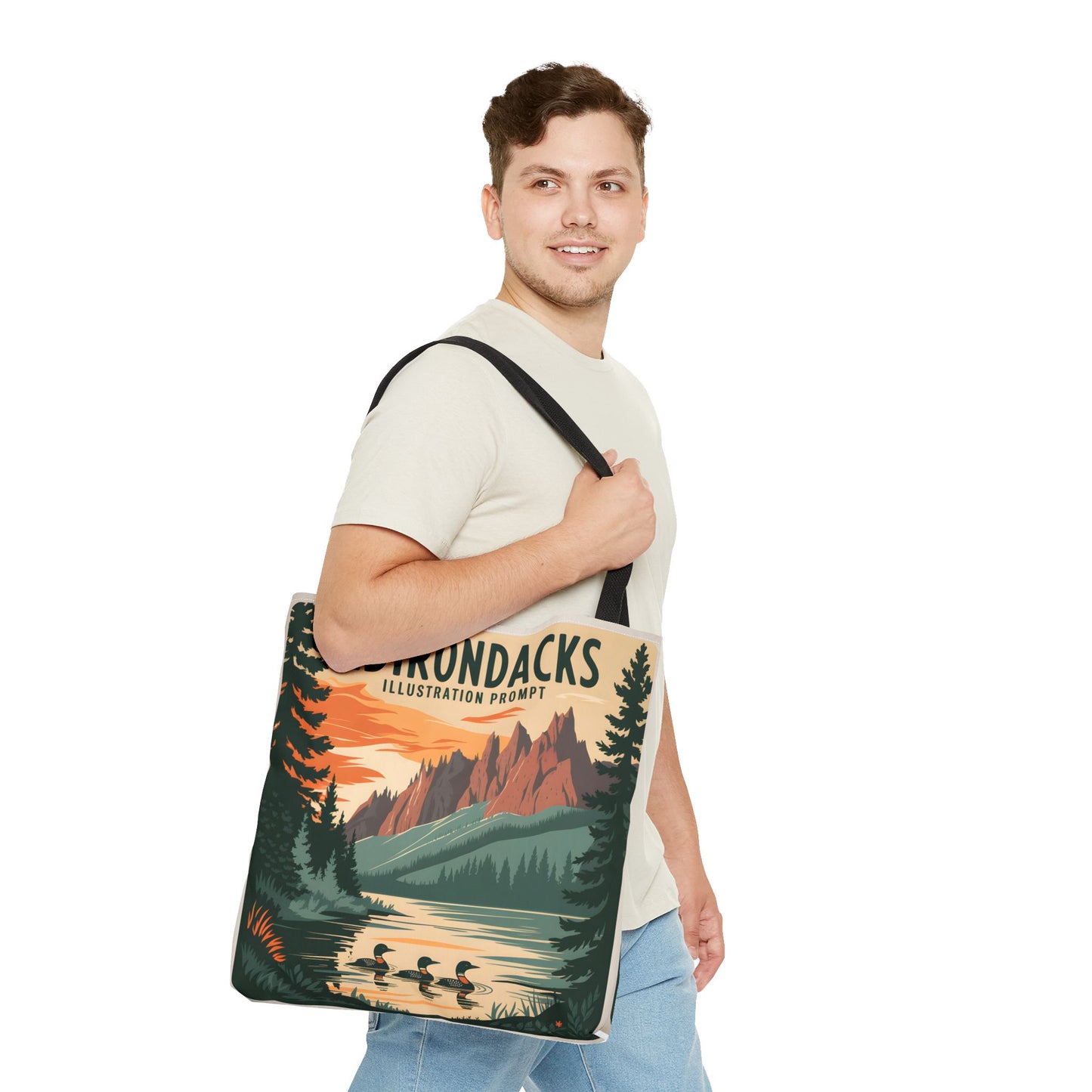 Adirondack Tote Bag Scenic Print Nature Lovers Lakeside Wildlife Design Apparel