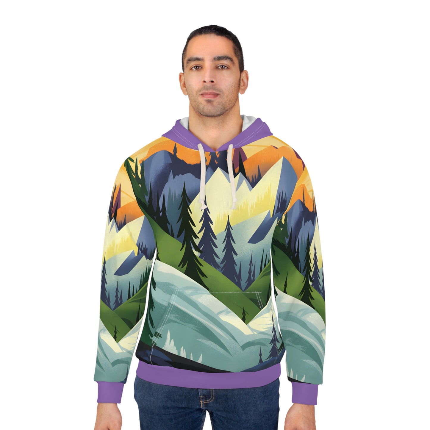 Golden Crest Hoodie All Over Print Mountain Graphic Outdoor Adventure Pullover