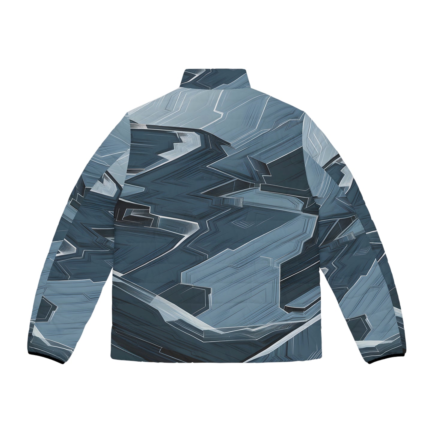 Stylish Slate Geometry Puffer Jacket for Outdoor Adventure and Fashion Winter