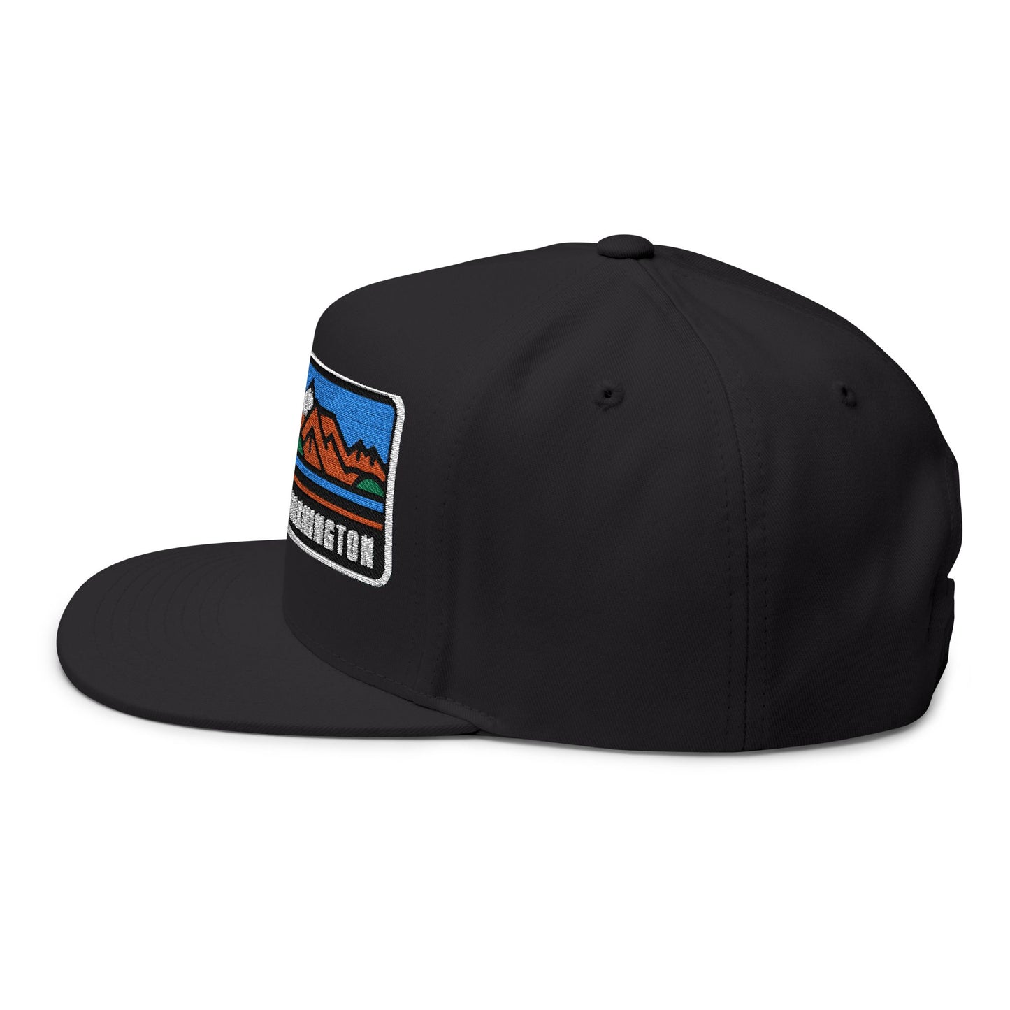 Mount Baker Washington Flat Bill Hat Outdoor Adventure Gear Adjustable Cap