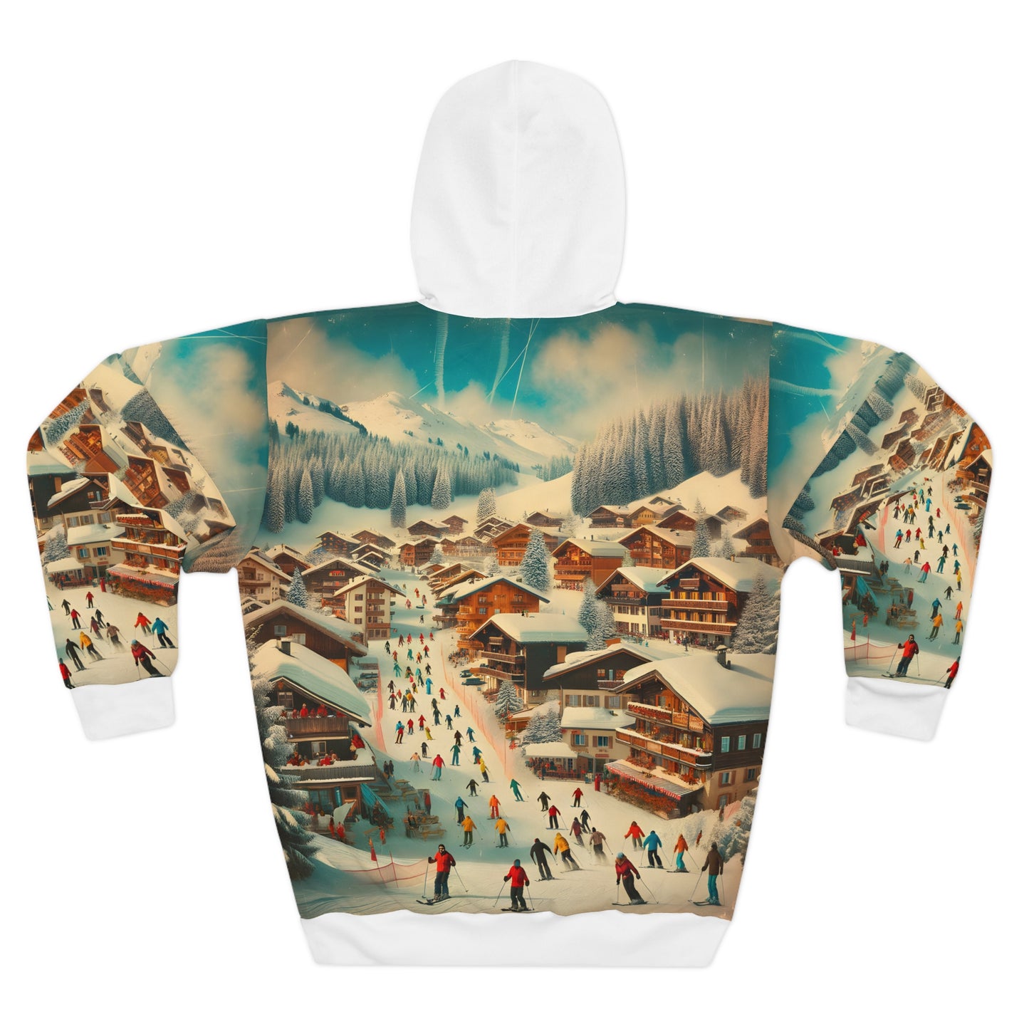 Stowe Inspired All Over Print Hoodie Outdoor Apparel Ski Travel Adventure Gear