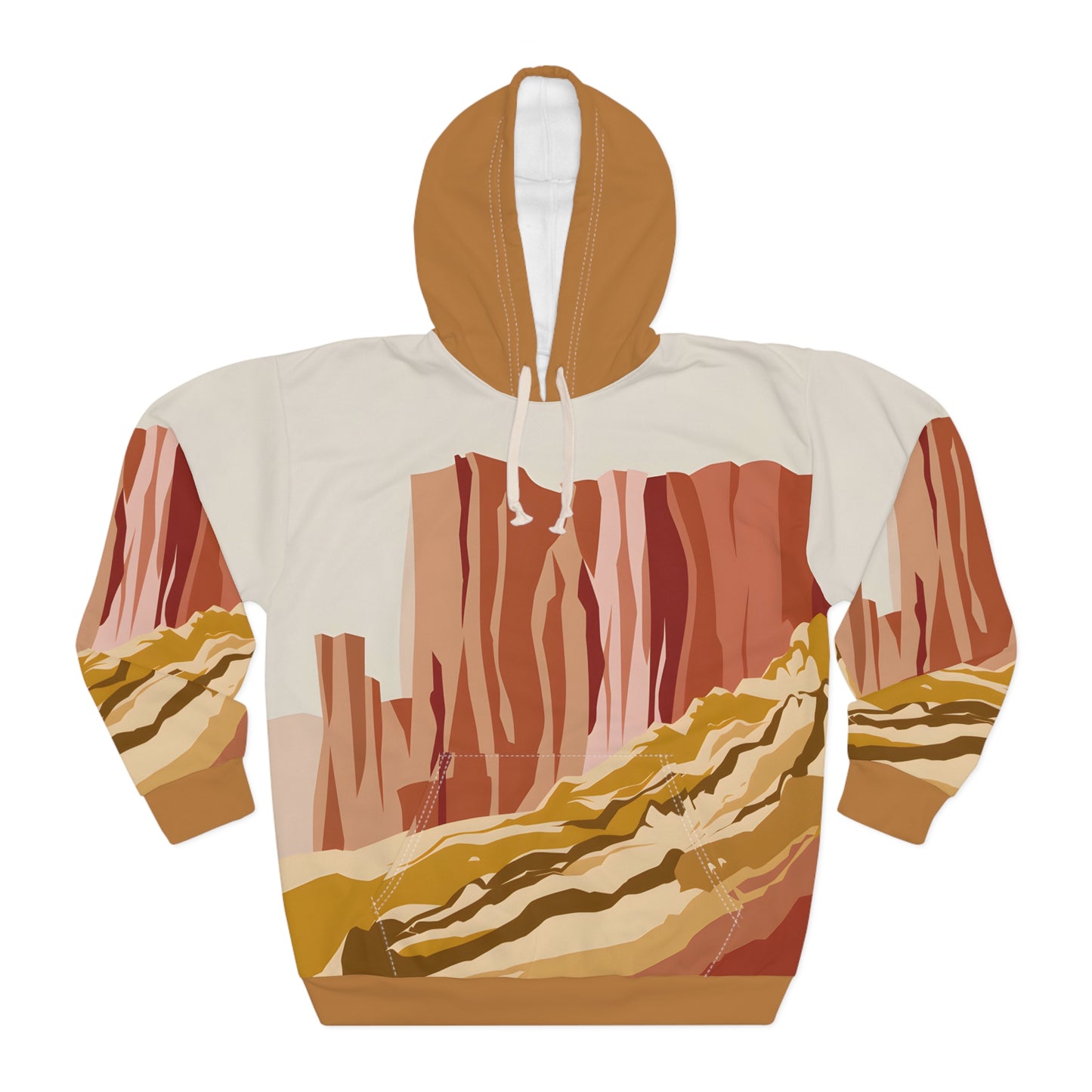 Faded Crags All-Over Print Hoodie Outdoor Travel Apparel Perfect for Adventures