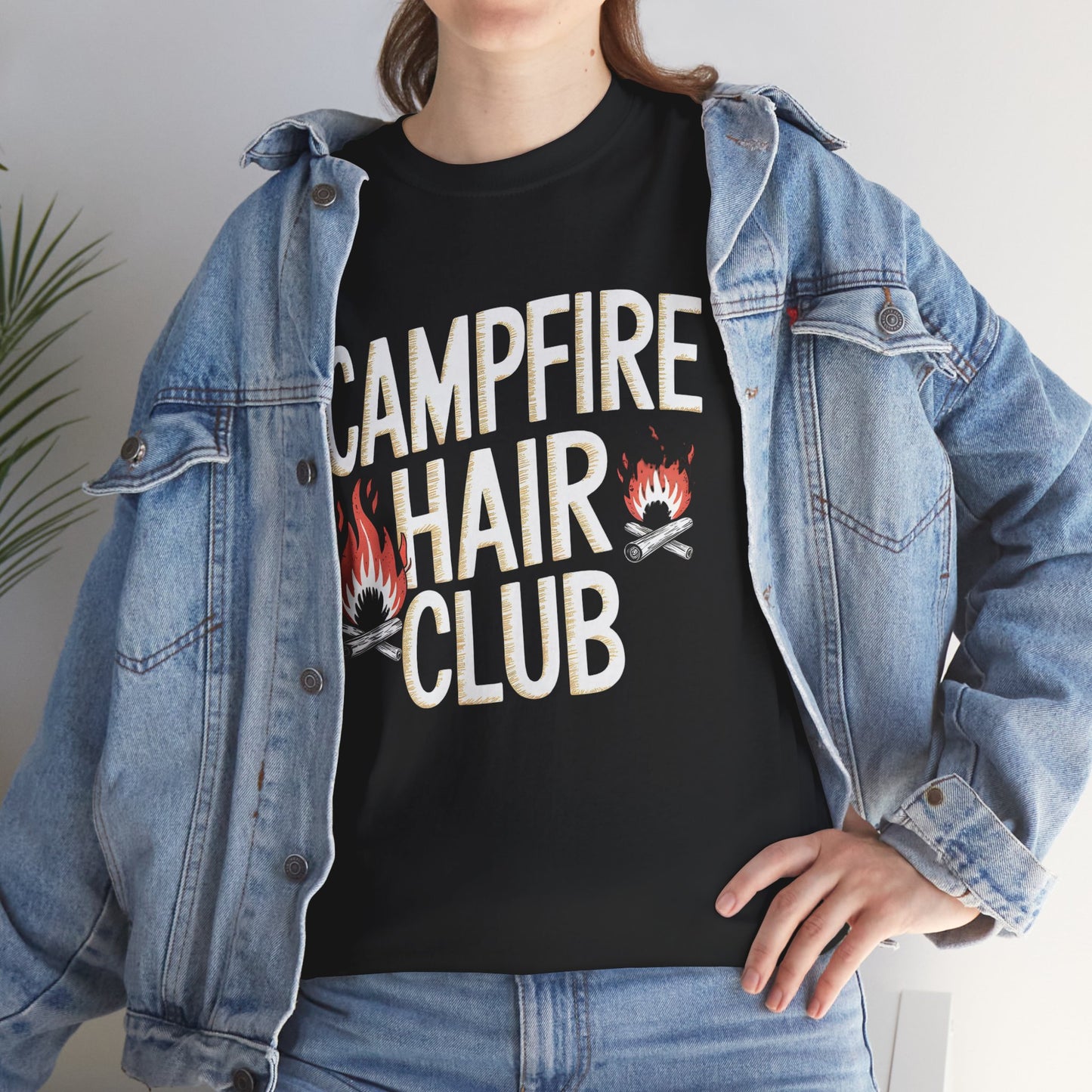 Campfire Hair Club T-Shirt Unisex Funny Camping Bonfire Outdoors Graphic Tee