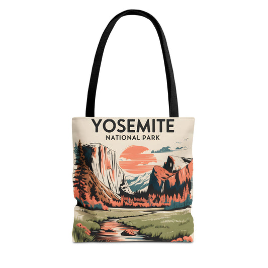Yosemite National Park All Over Print Tote Bag Vintage Scenic Art Design Apparel