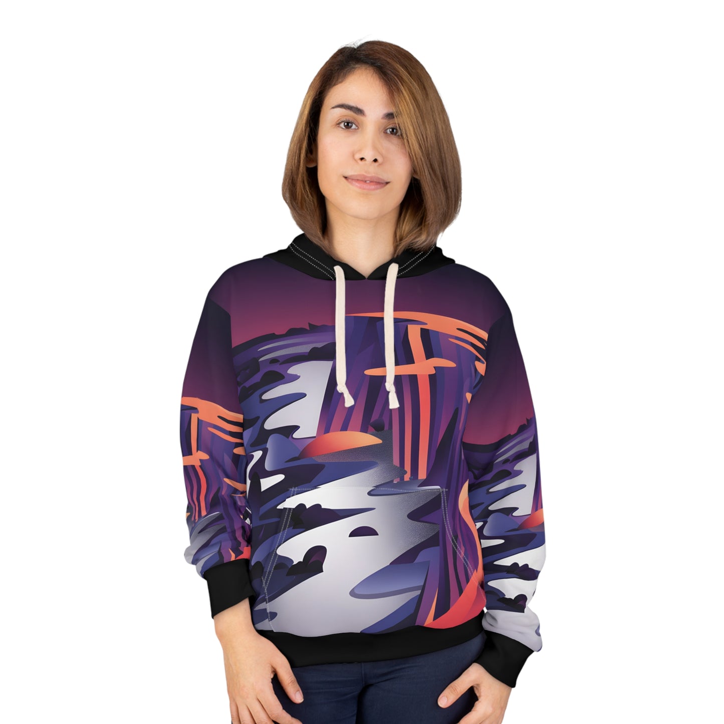Nocturnal Cliffs All Over Print Hoodie Outdoor Adventure Apparel Casual Wear