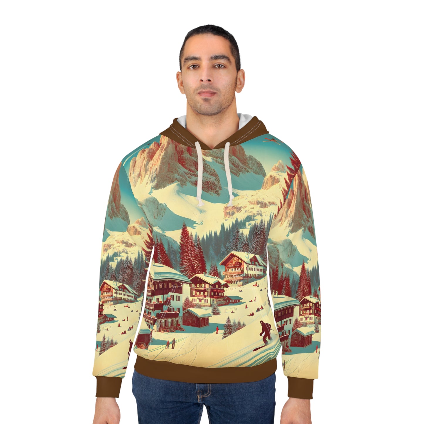 Rocky Mountain All Over Print Hoodie Cozy Warm Travel Outdoor Apparel Casual