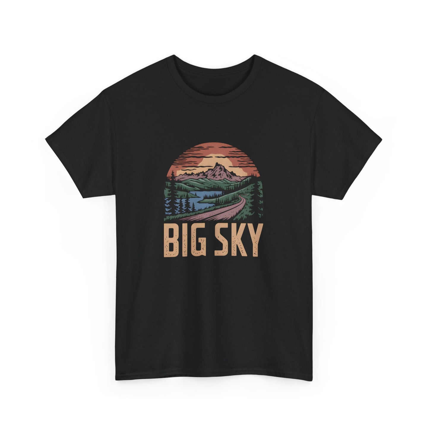 Big Sky T-Shirt Unisex Graphic Tee Retro Montana Nature Mountain Sunset Shirt