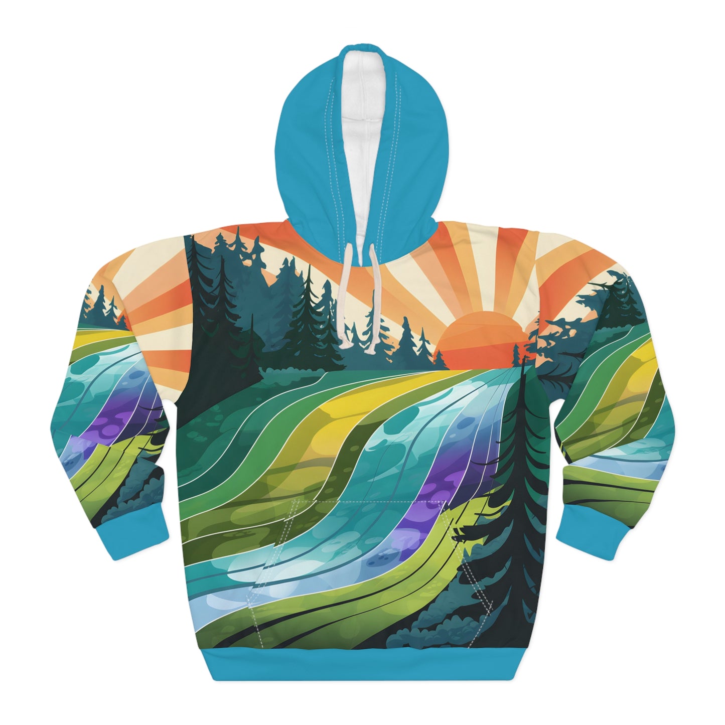 Radiant Slopes All Over Print Hoodie Outdoor Travel Apparel National Parks Warm