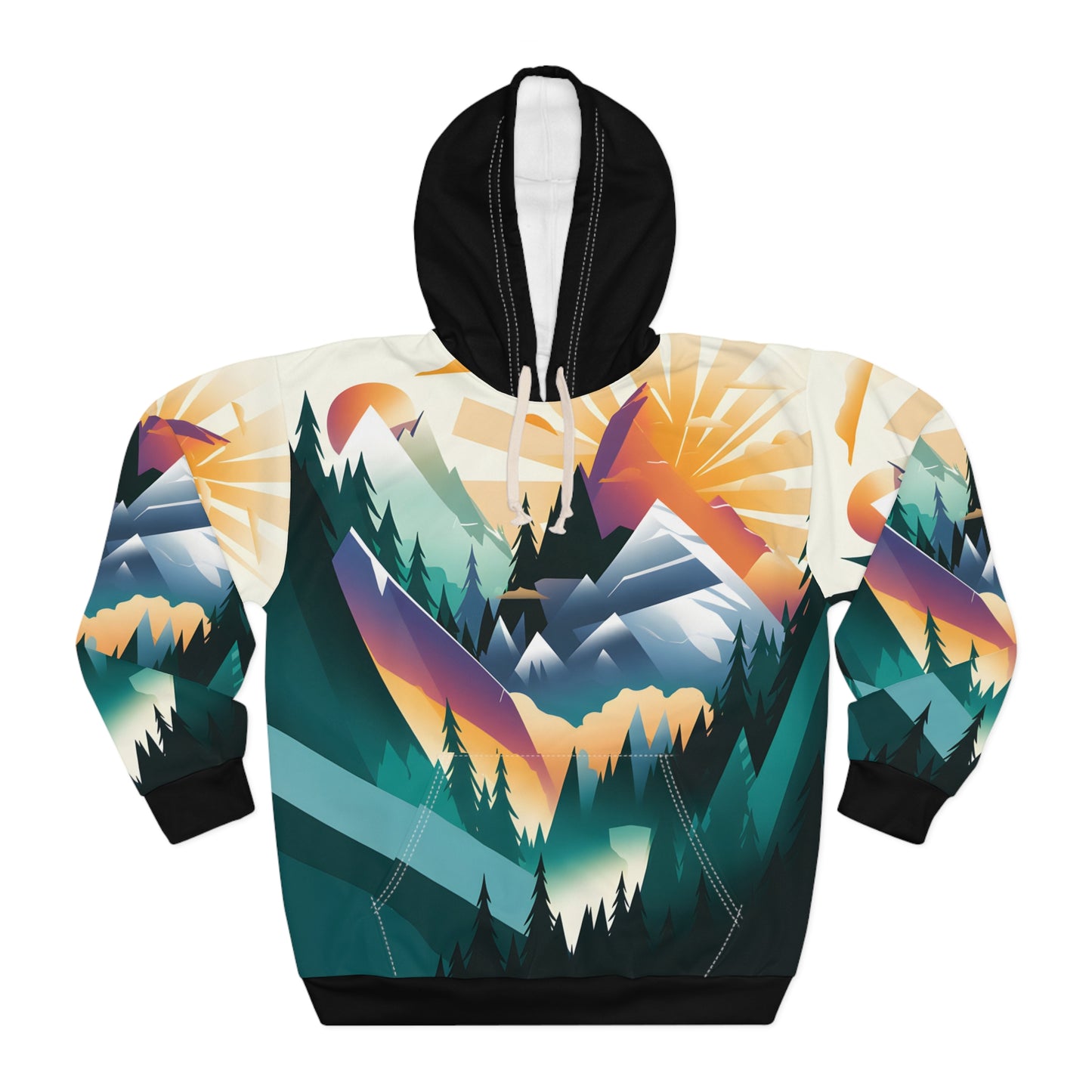 Sunwashed Peaks Hoodie All Over Print Outdoor Adventure Pullover Mountain Style