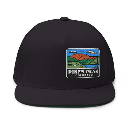 Pikes Peak Colorado Flat Bill Hat Outdoor Graphic Adjustable Strapback Cap Hike