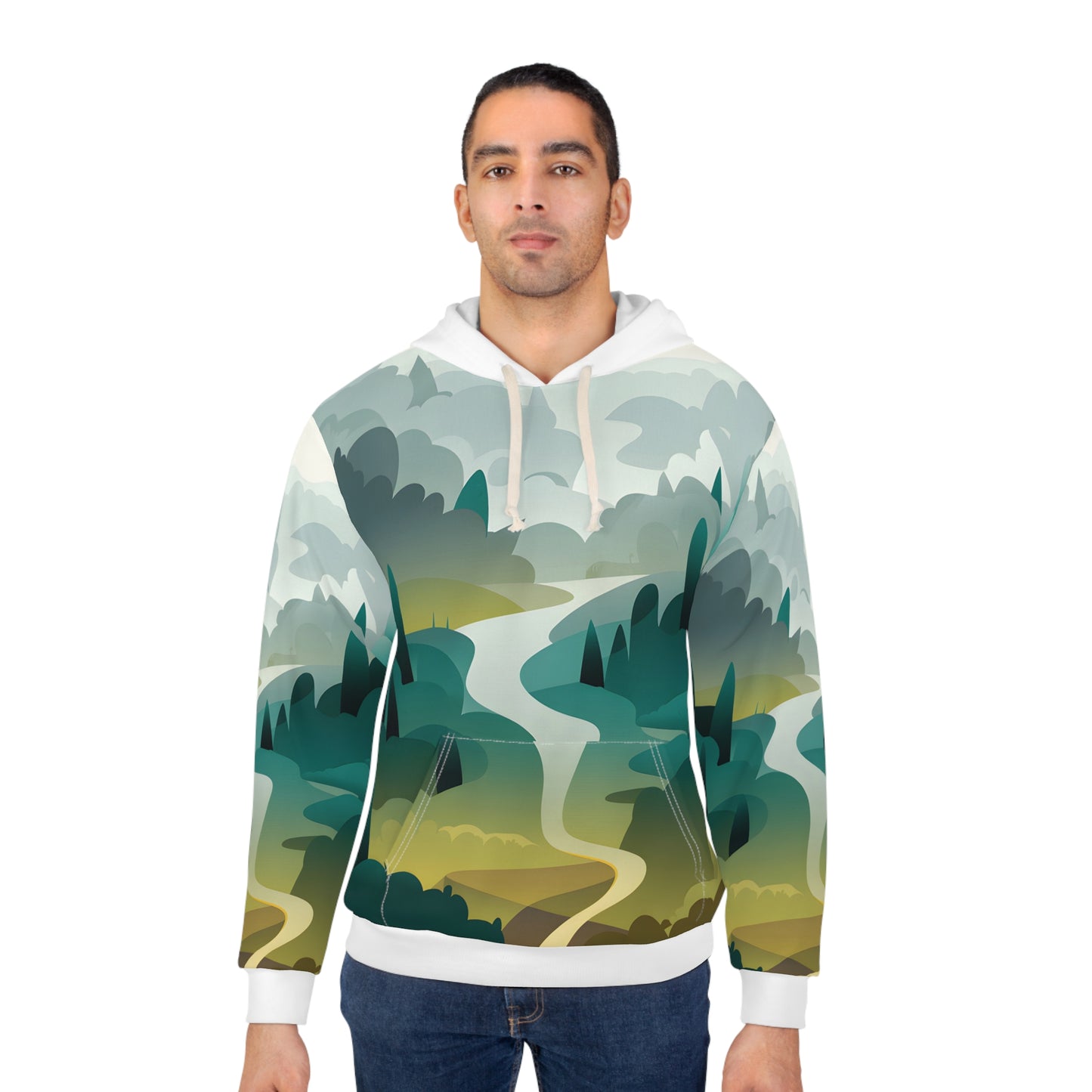 Muted Whispers All-Over Print Hoodie for Outdoor Adventures Travel Apparel