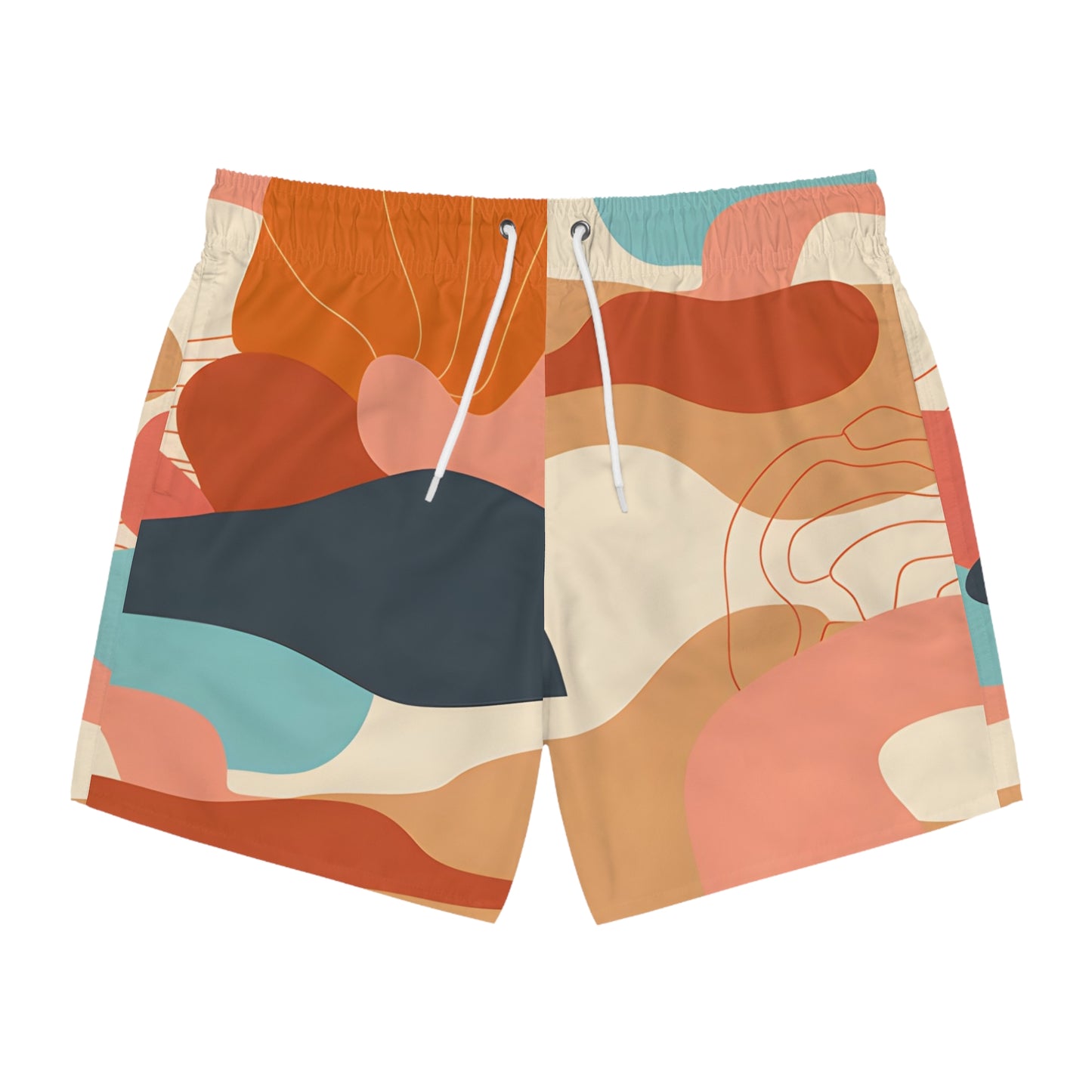 Men’s Swim Trunks Sunset Bloom Print Quick Dry Beach Shorts Summer Stylish