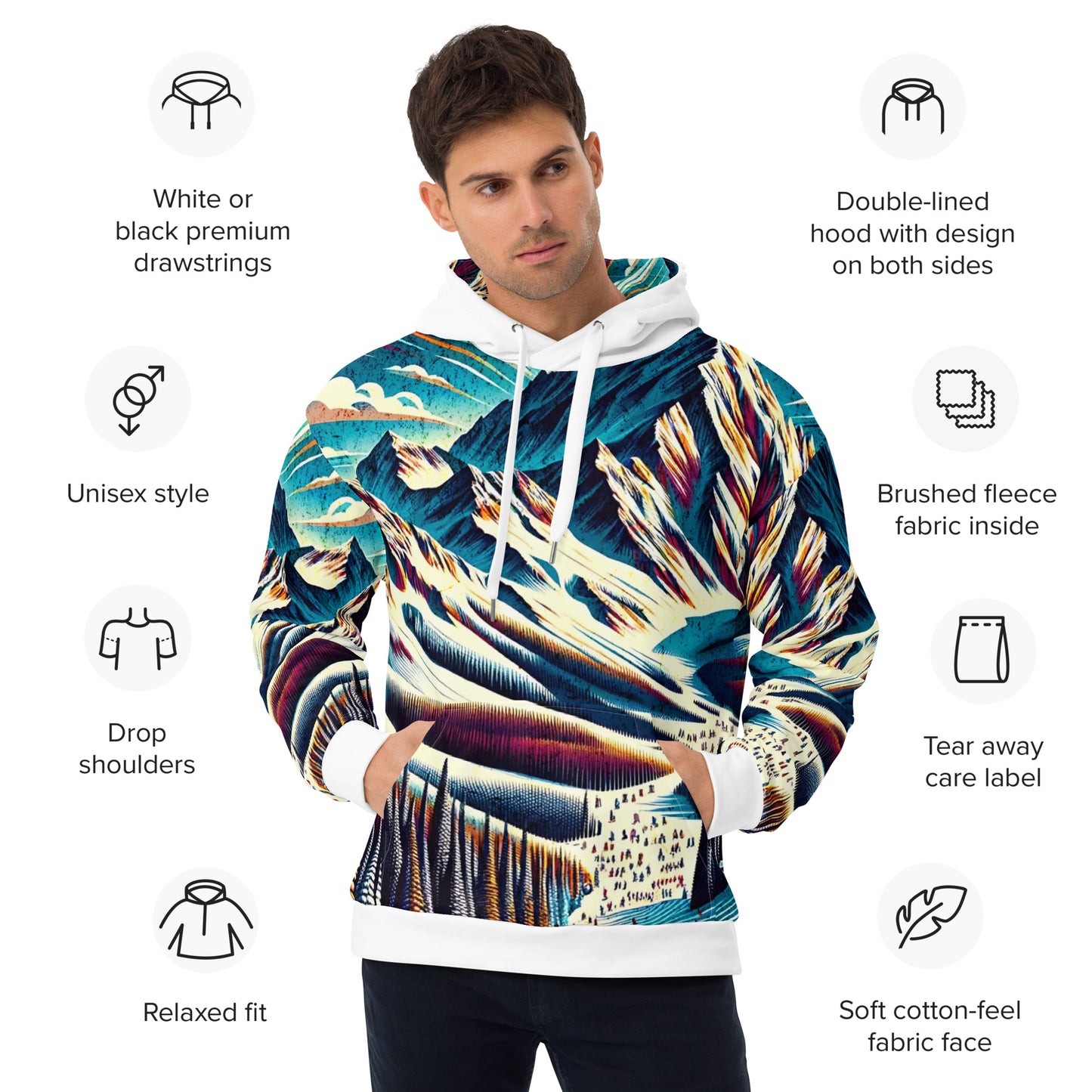 Mammoth Mountain CA Graphic Hoodie – Adult All-Over Print Pullover, Vibrant Multicolor