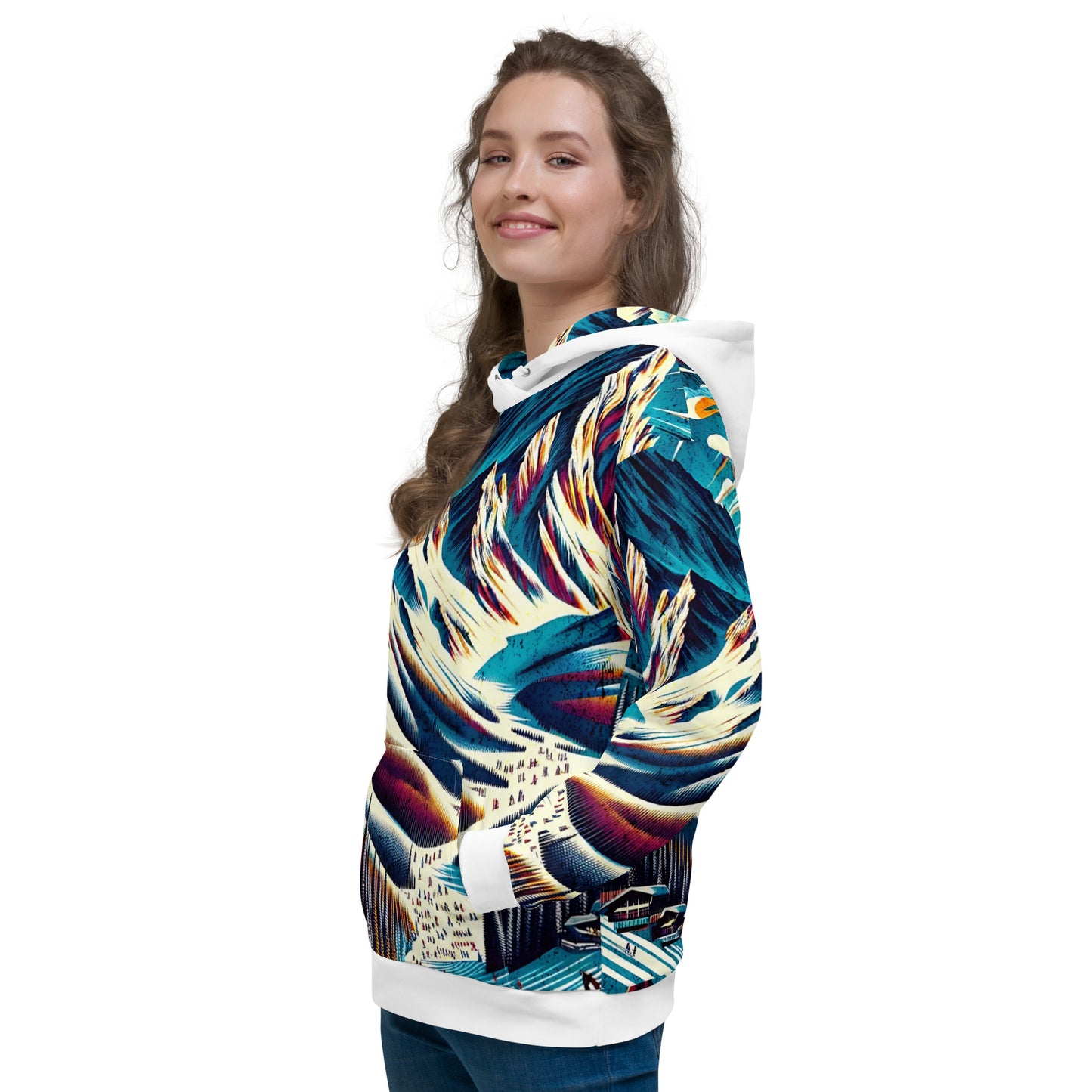 Mammoth Mountain CA Graphic Hoodie – Adult All-Over Print Pullover, Vibrant Multicolor