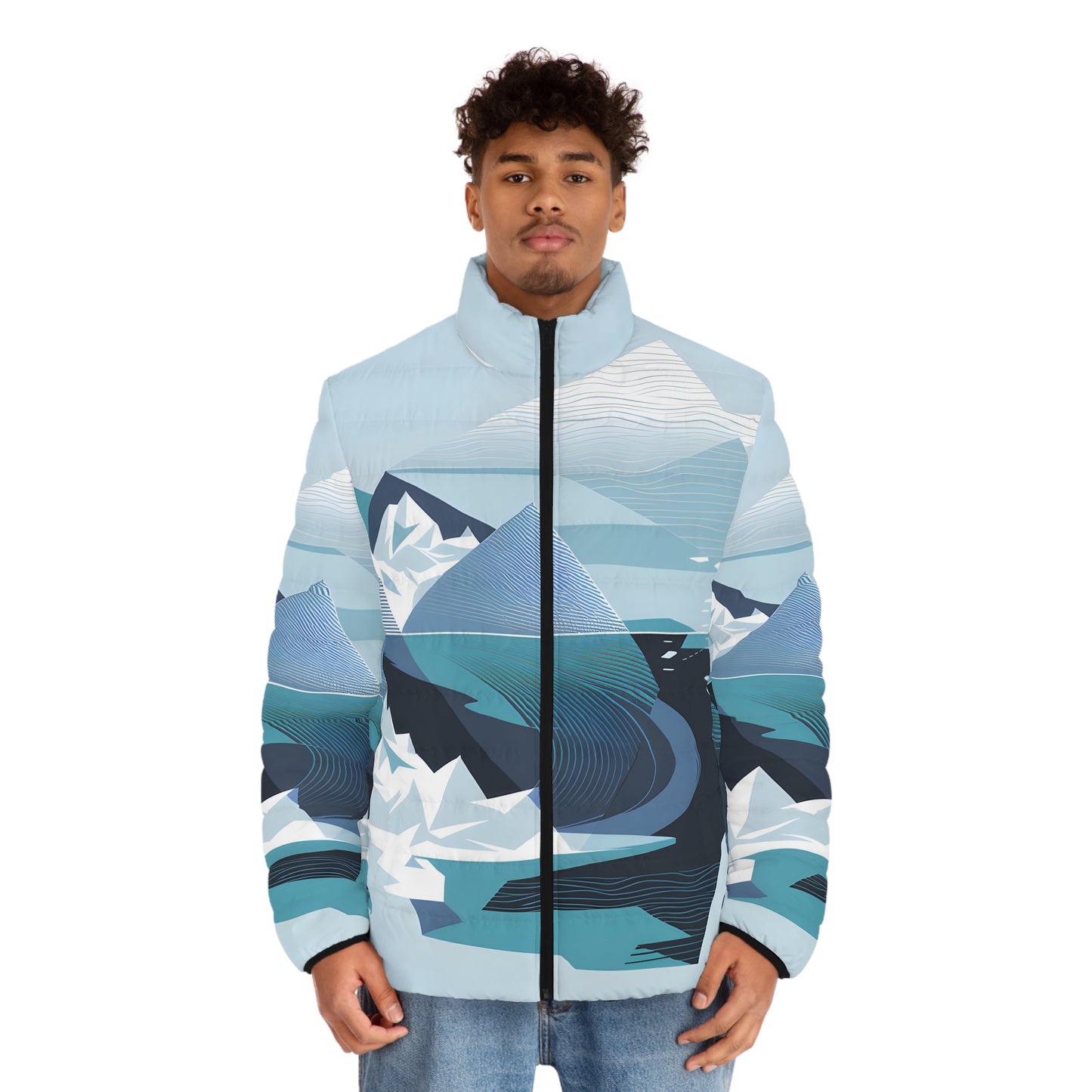 Stylish Puffer Jacket for Outdoor Adventures with Polar Geometry Design