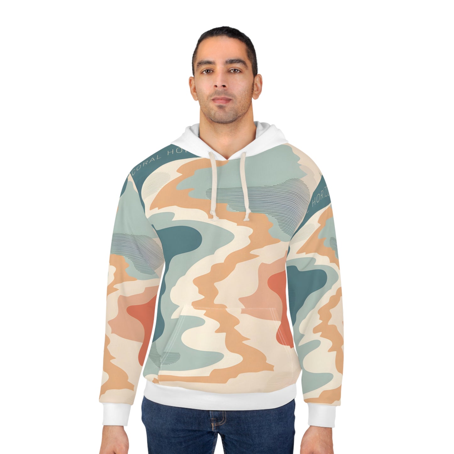 Coral Horizon All Over Print Hoodie for Travel and Outdoor Adventures Apparel