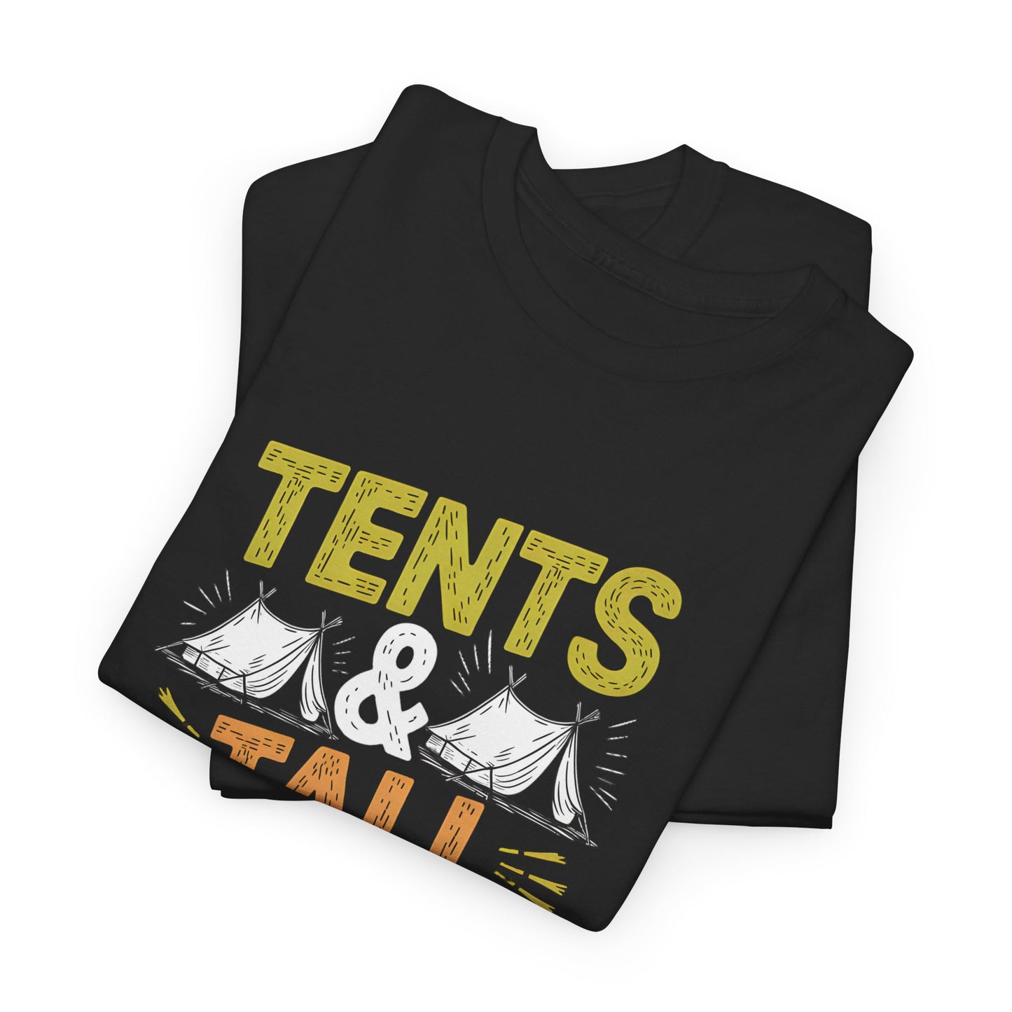 Tents and Tall Tales Camping Adventure Graphic Short Sleeve T-Shirt Casual Wear