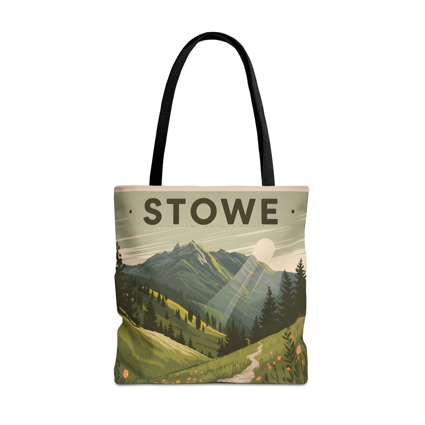 Stowe Vintage Mountain Tote Bag Eco Friendly All Over Print Shopping Apparel