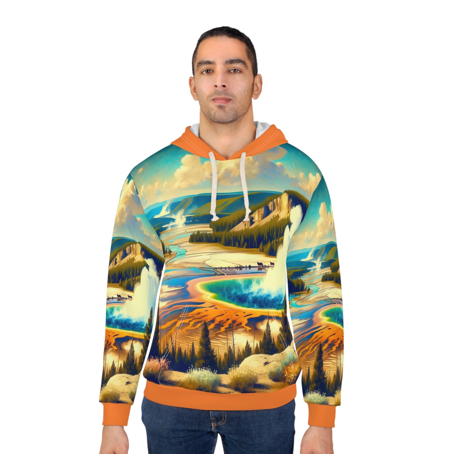 Yellowstone National Park Hoodie All-Over Print Geyser & Hot Springs Pullover