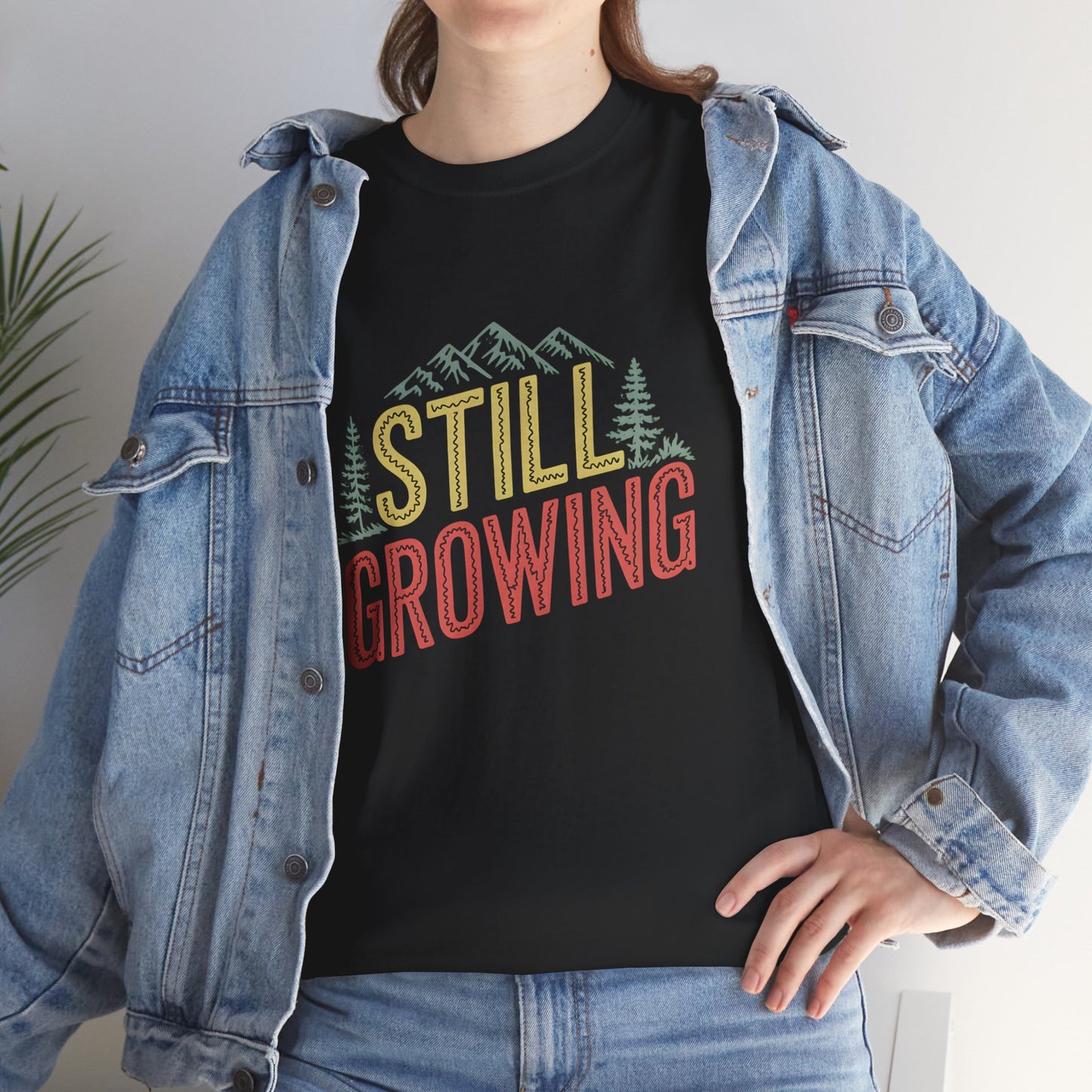 Still Growing Mountain Graphic T-Shirt Nature Lover Apparel Short Sleeve Casual