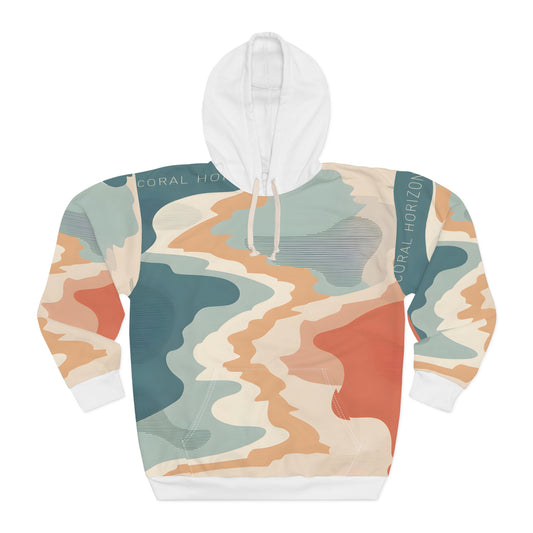 Coral Horizon All Over Print Hoodie for Travel and Outdoor Adventures Apparel