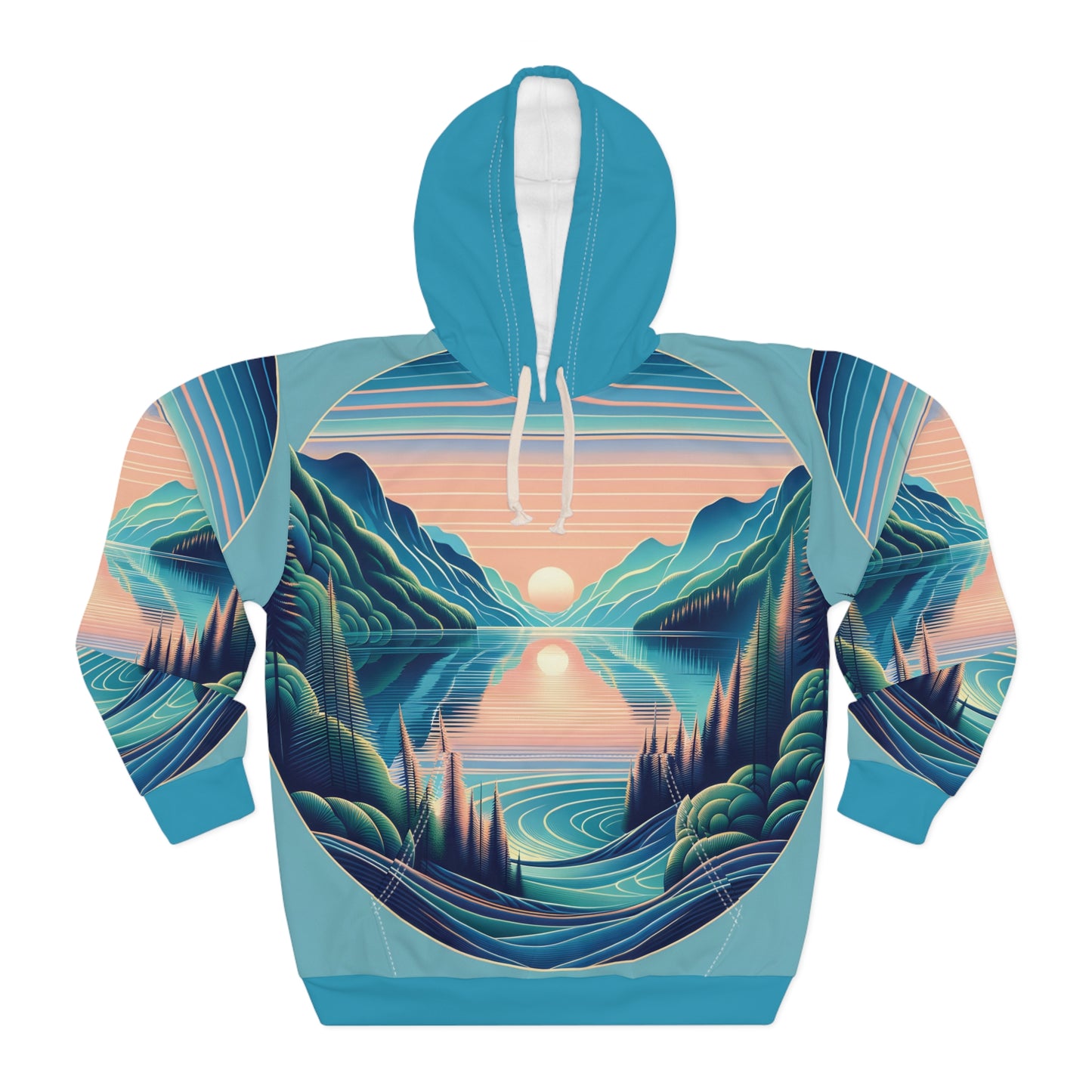 Flathead Lake Hoodie All Over Print Montana Nature Pullover Scenic Sunset