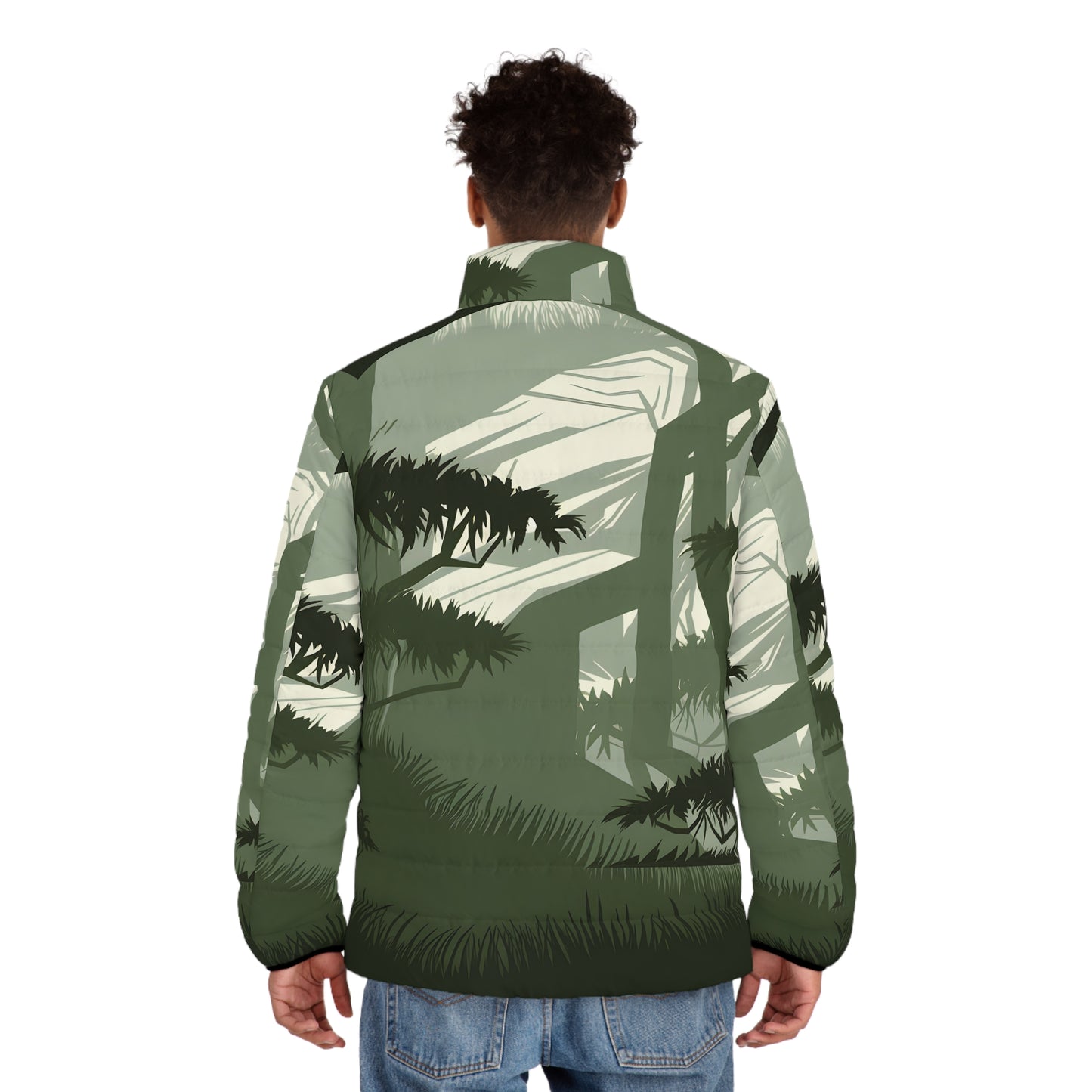 Nature Whisper Men's Jacket, Outdoor Travel Wear, All Over Print Puffer,