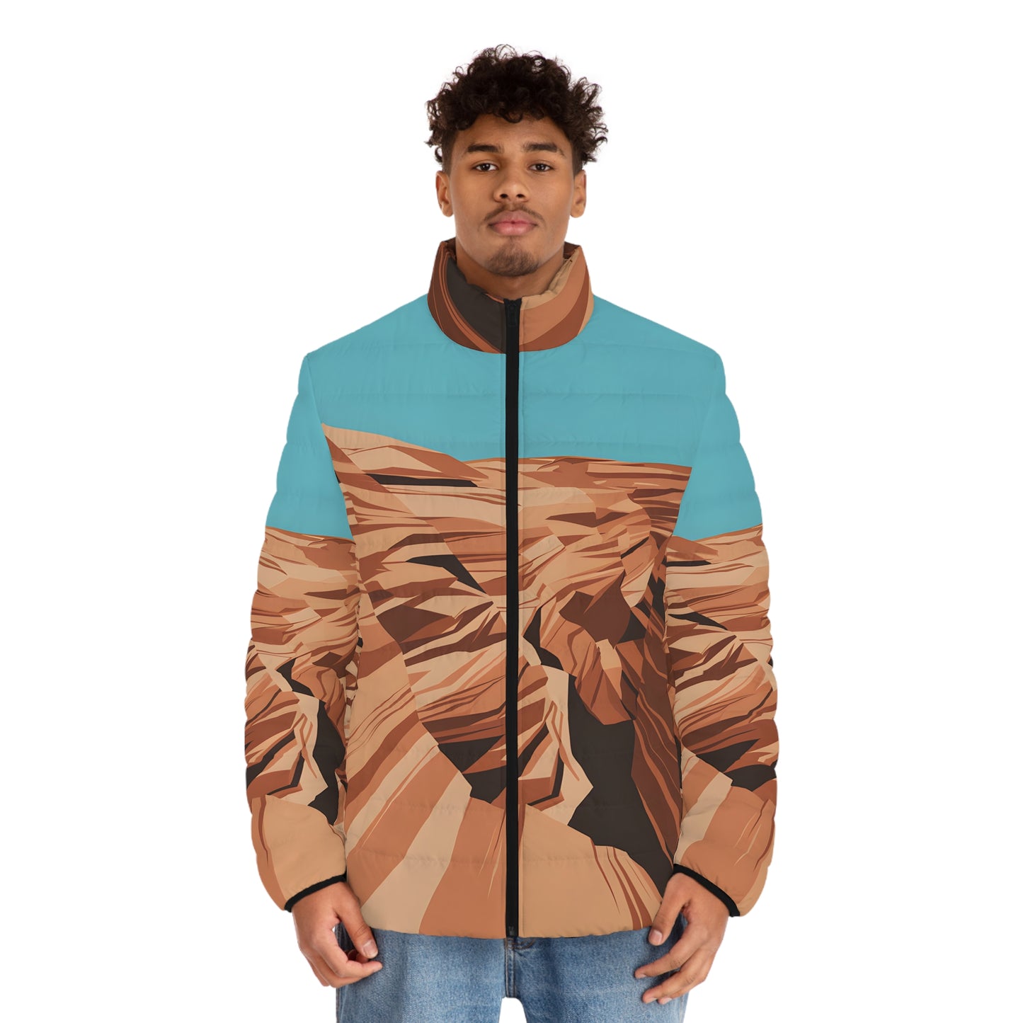 Flatline Canyon Puffer Jacket Artful Graphic Design Outdoor Apparel Warm Winter