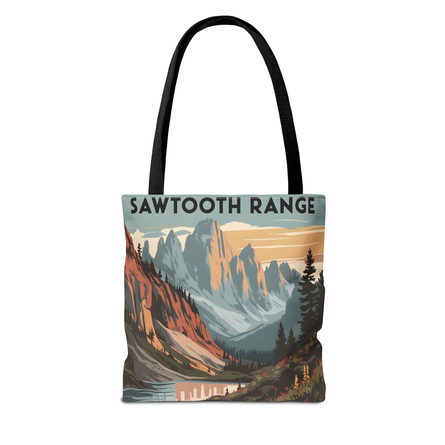 Sawtooth Range Mountains All Over Print Tote Bag Outdoor Adventure Eco-Friendly