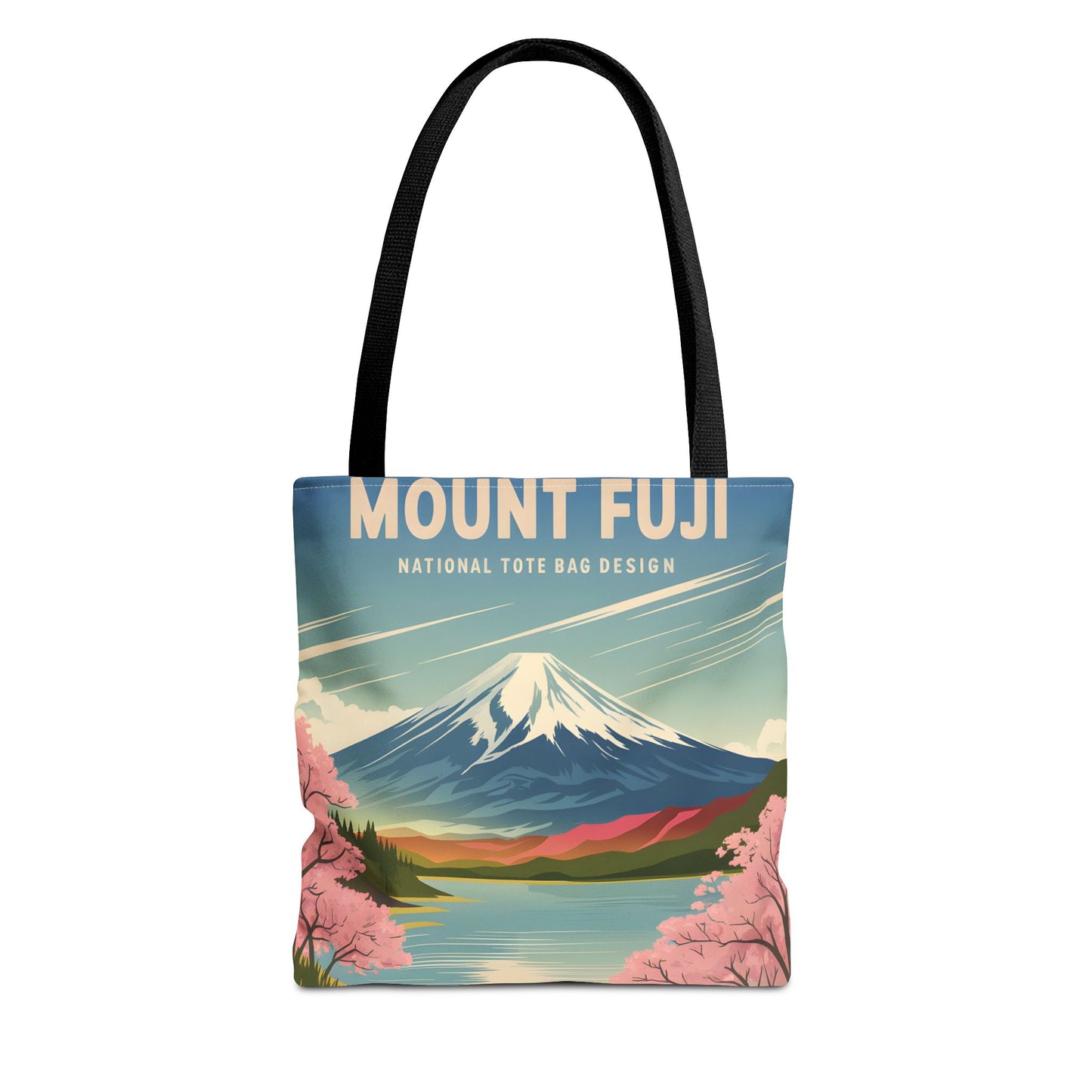 Mount Fuji All Over Print Tote Bag Floral Landscape Travel Eco-Friendly Bag